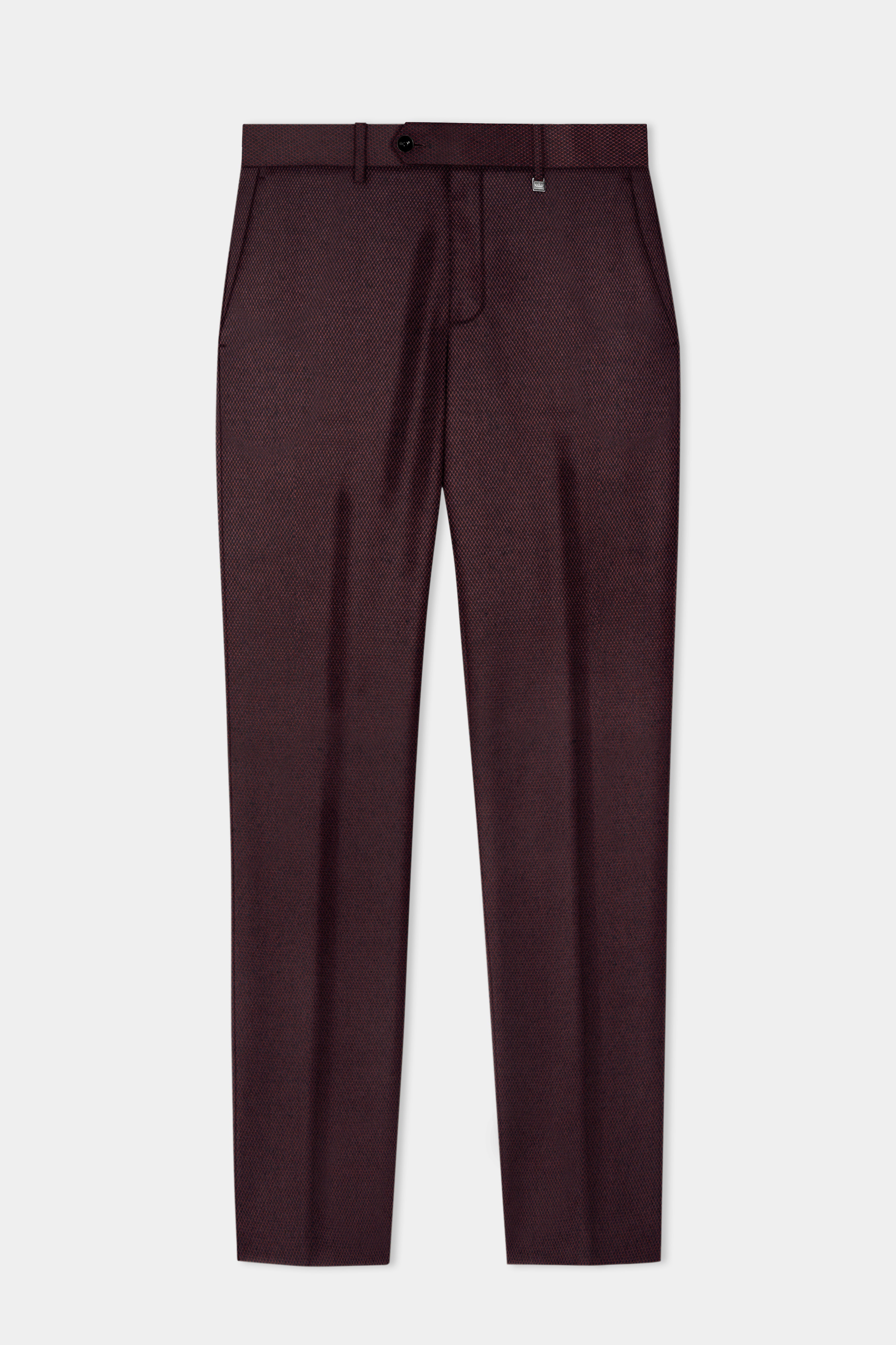 Eclipse Maroon Textured Wool Rich Suit