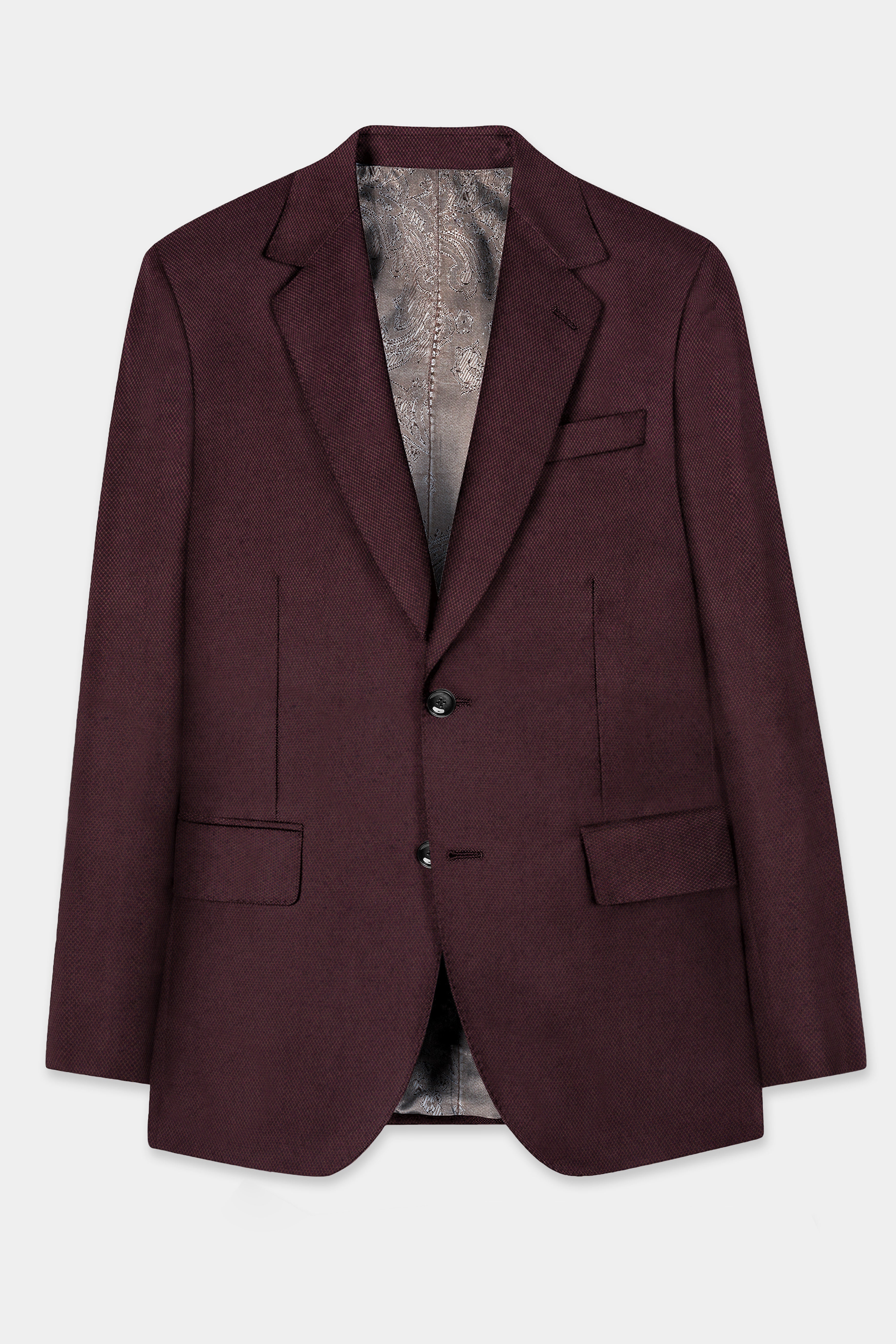 Eclipse Maroon Textured Wool Rich Suit