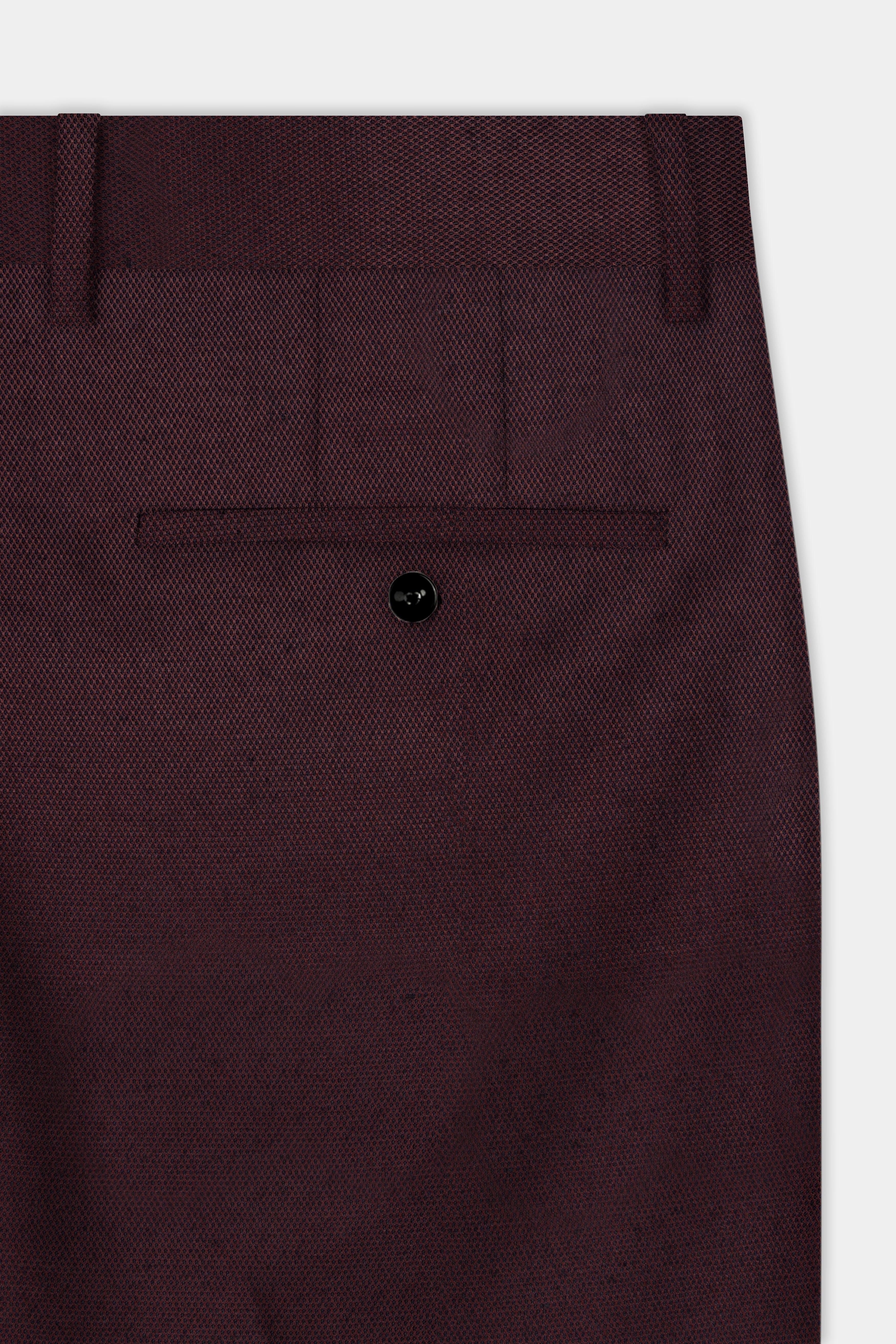 Eclipse Maroon Textured Wool Rich Double Breasted Suit