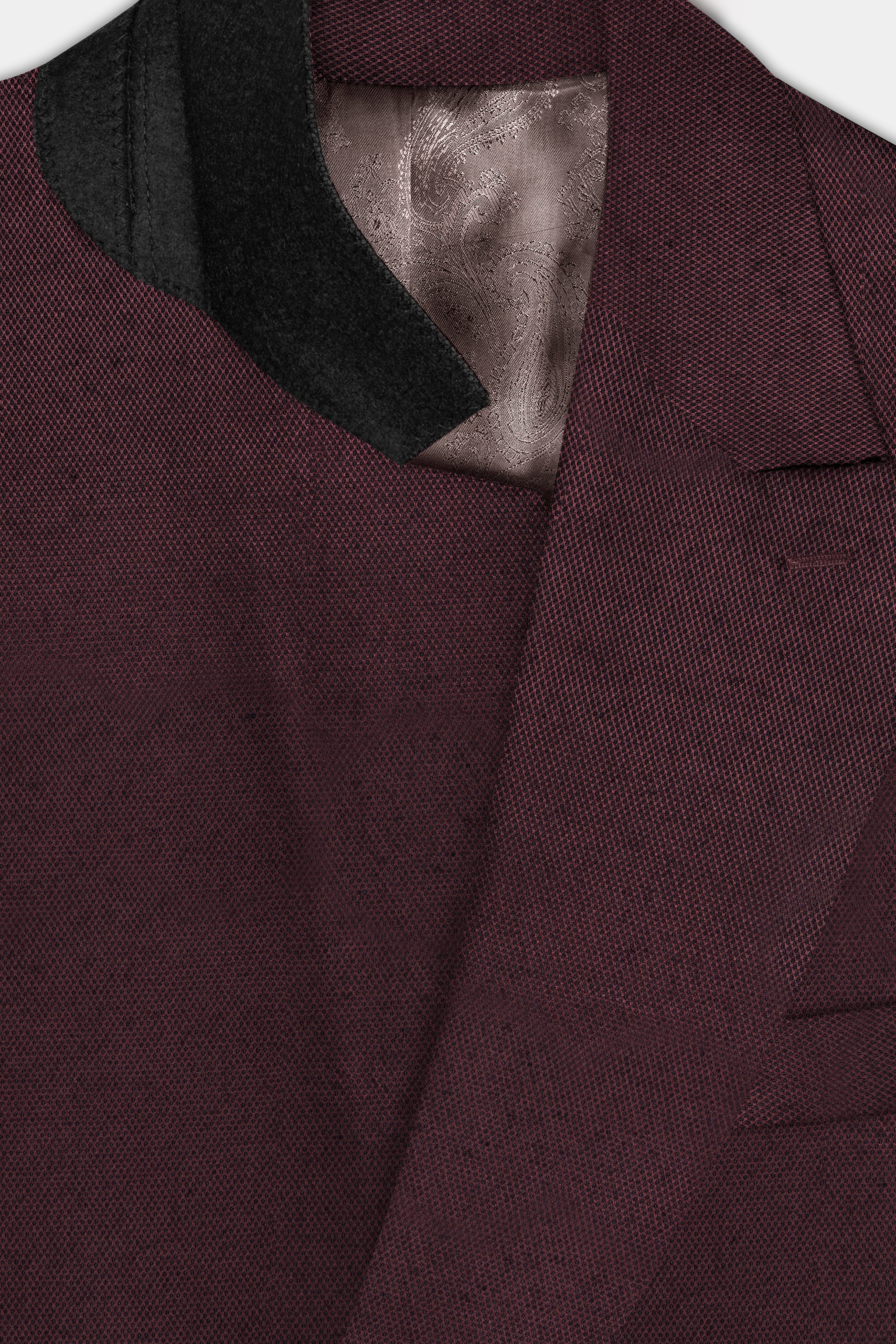 Eclipse Maroon Textured Wool Rich Double Breasted Suit