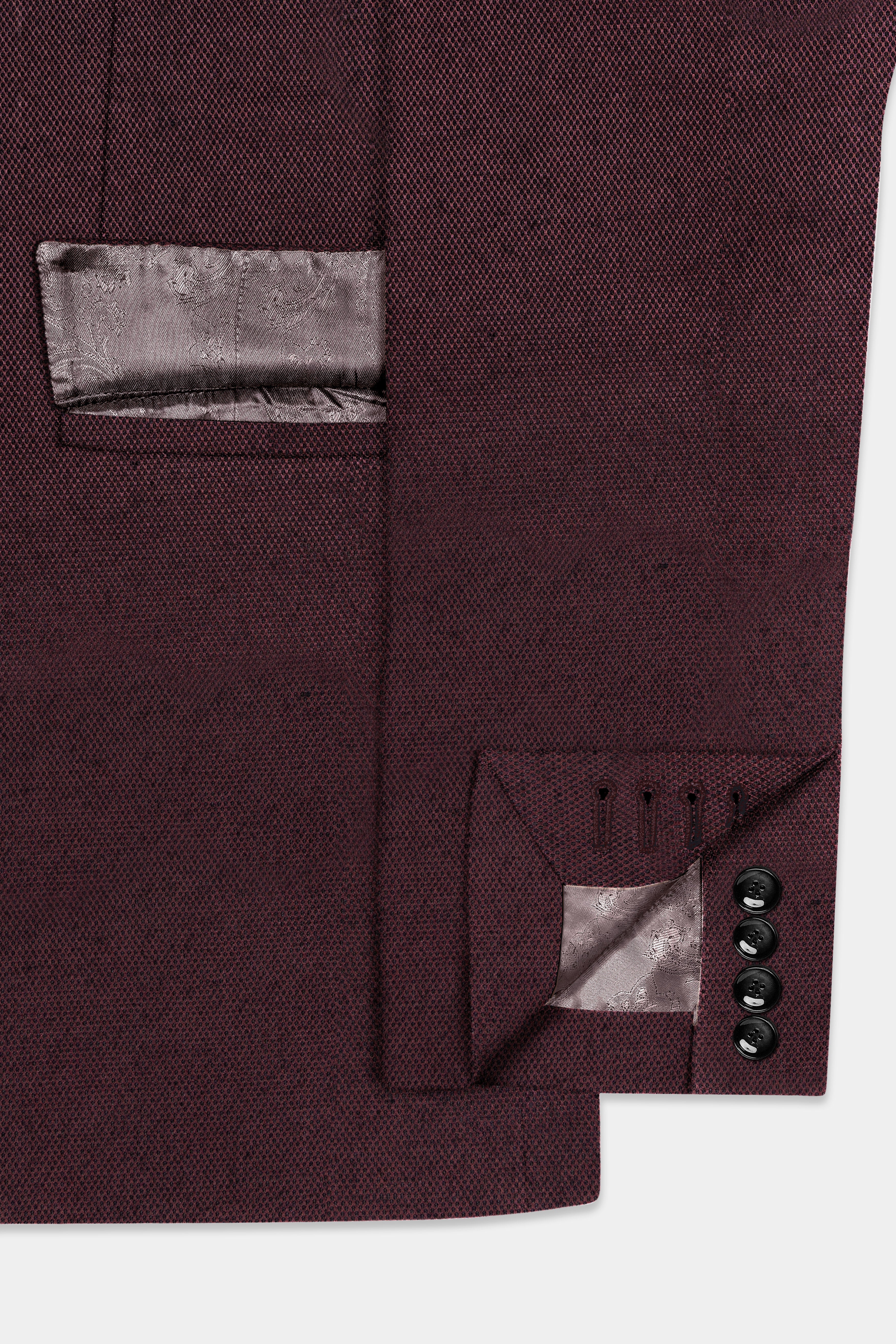 Eclipse Maroon Textured Wool Rich Double Breasted Suit