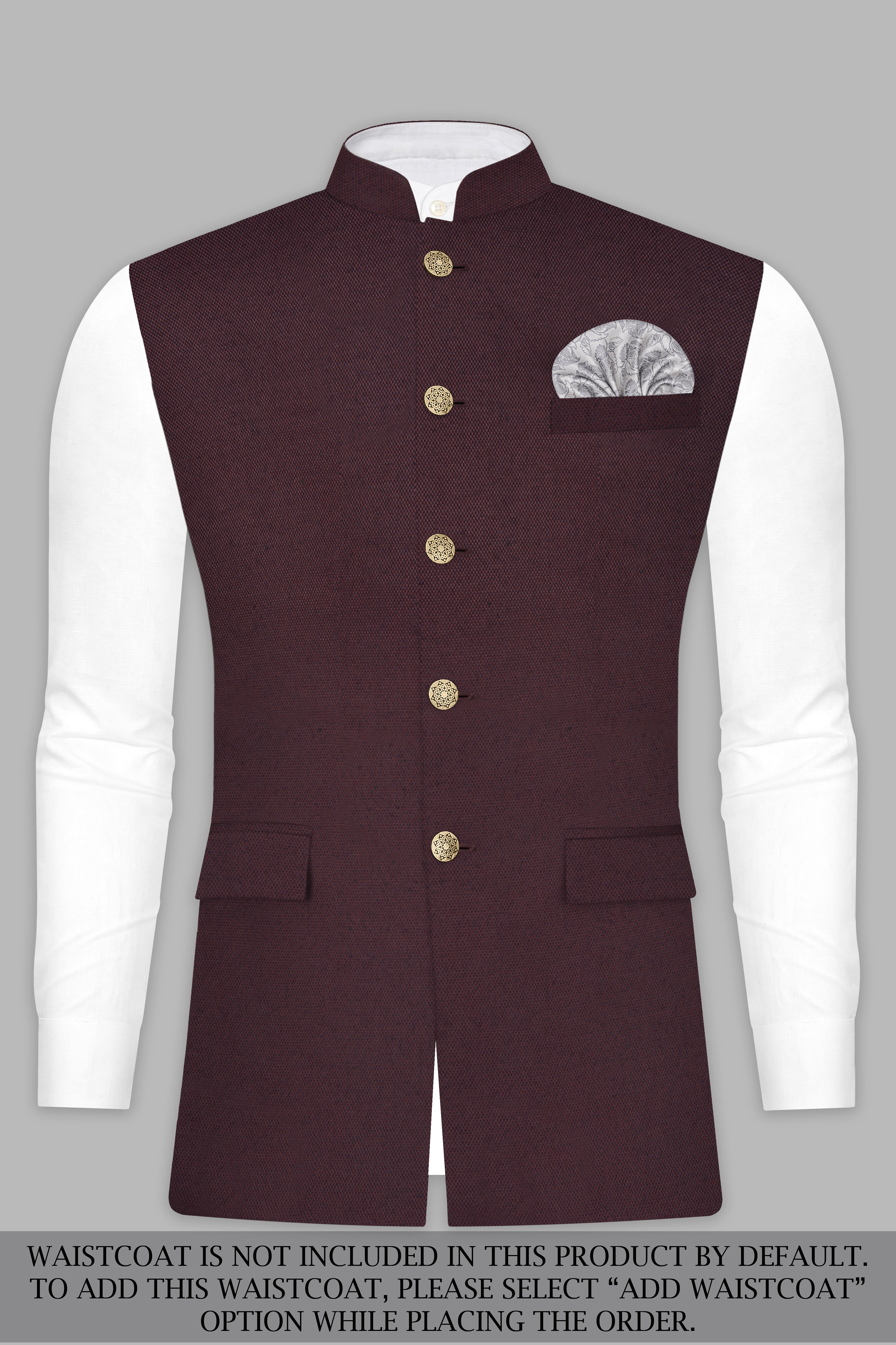 Eclipse Maroon Textured Wool Rich Bandhgala Suit