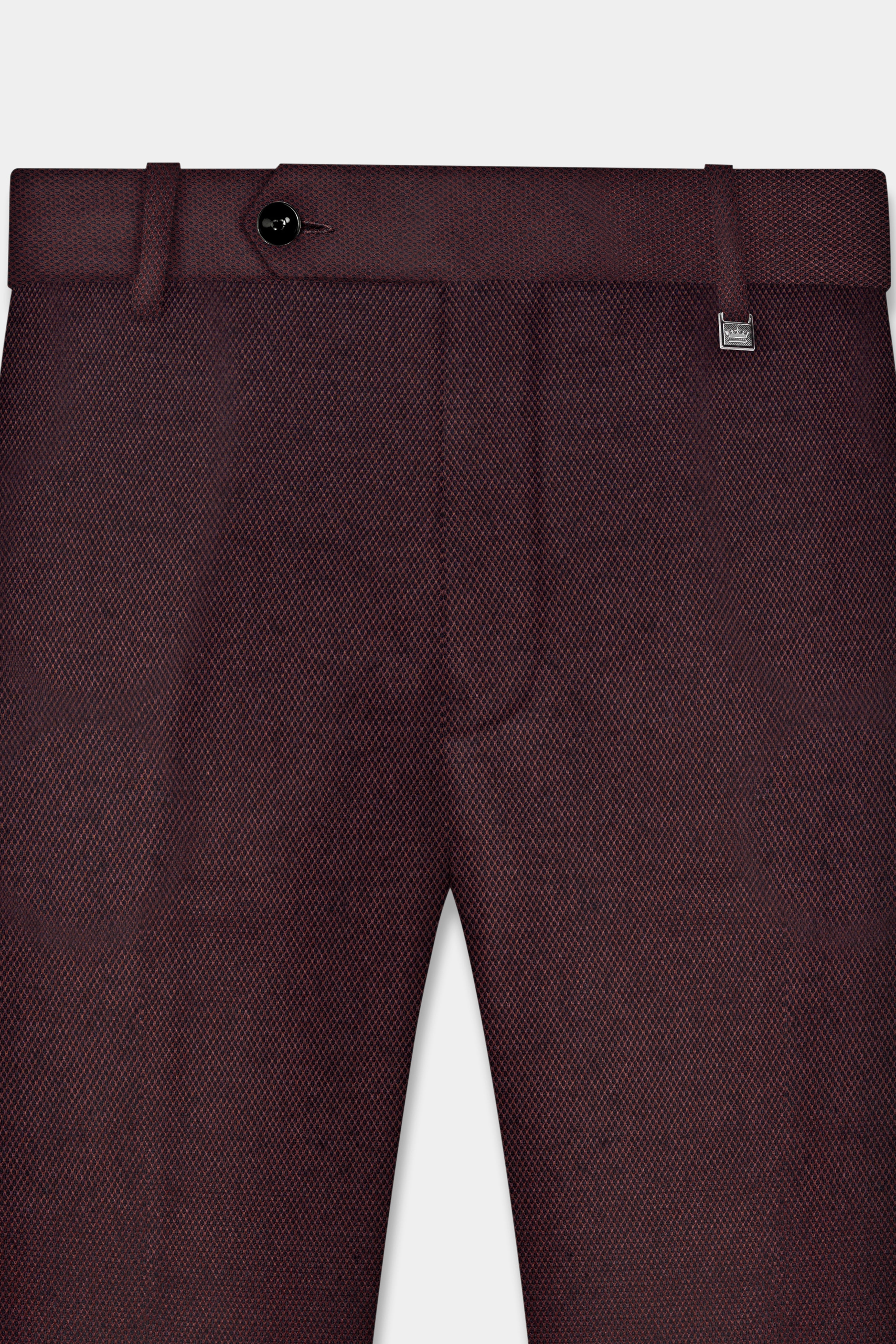 Eclipse Maroon Textured Wool Rich Bandhgala Suit
