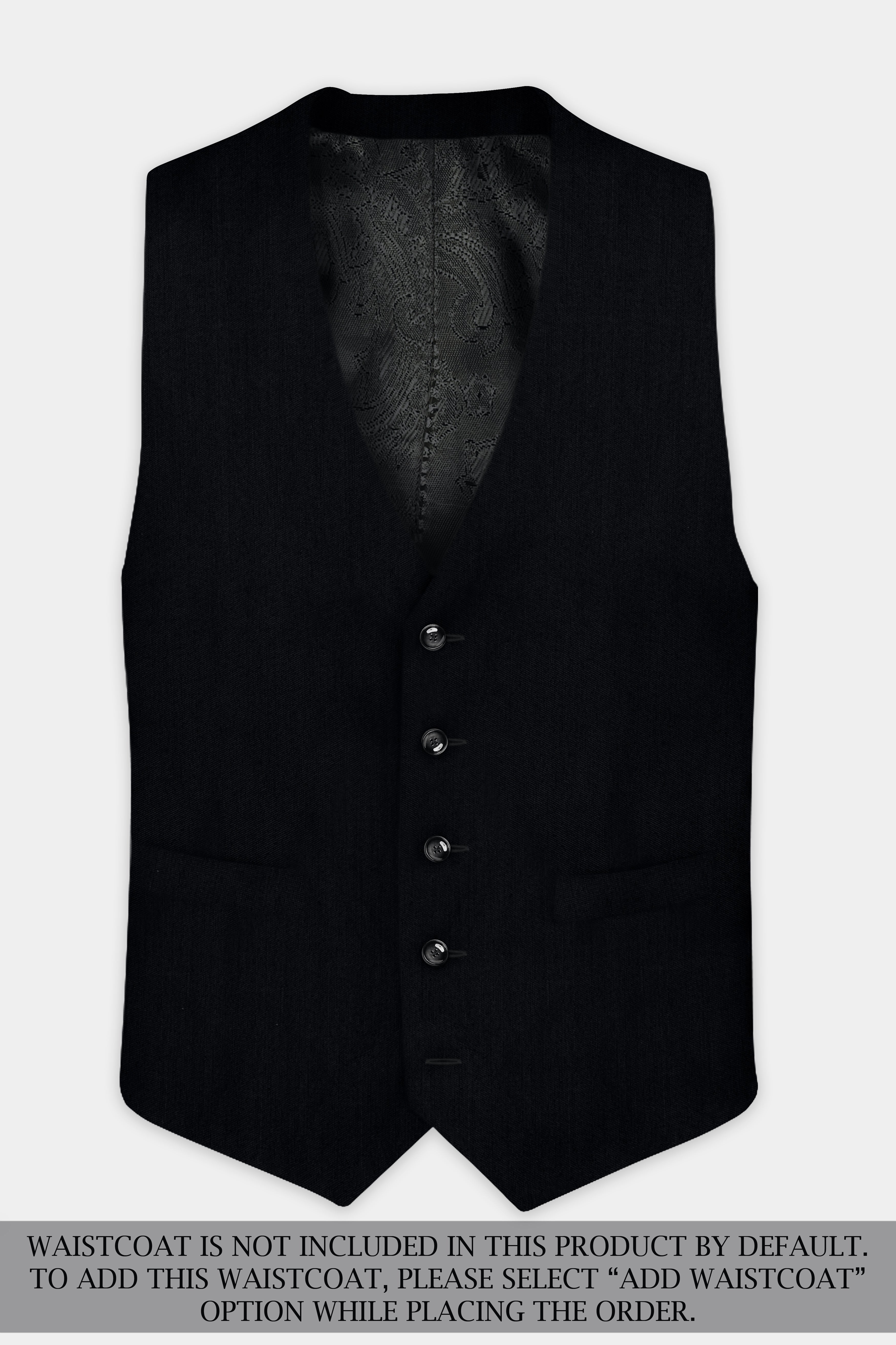 Jade Black Plain Solid Wool Blend Suit