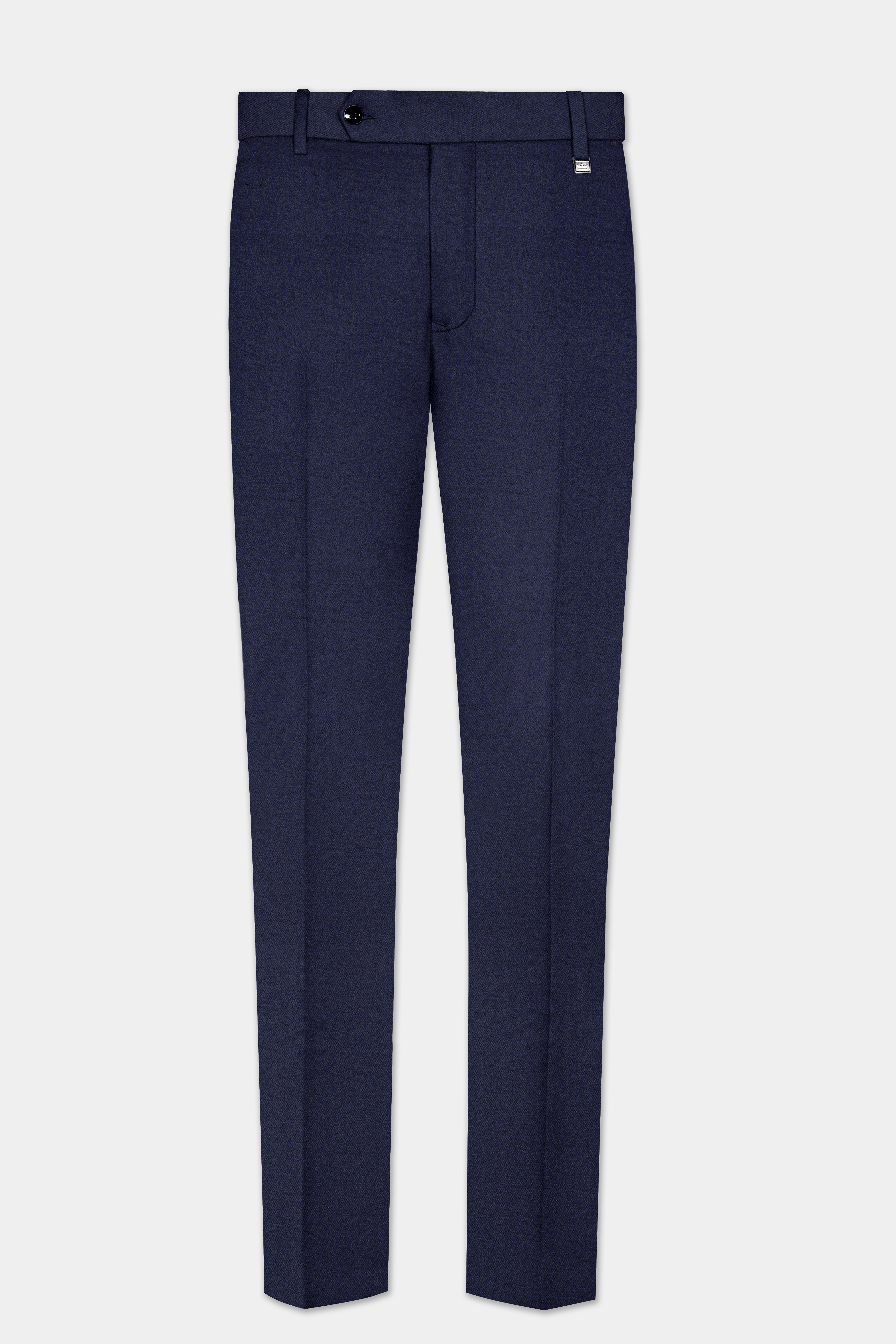 Vulcan Blue Plain Solid Wool Blend Double Breasted Suit