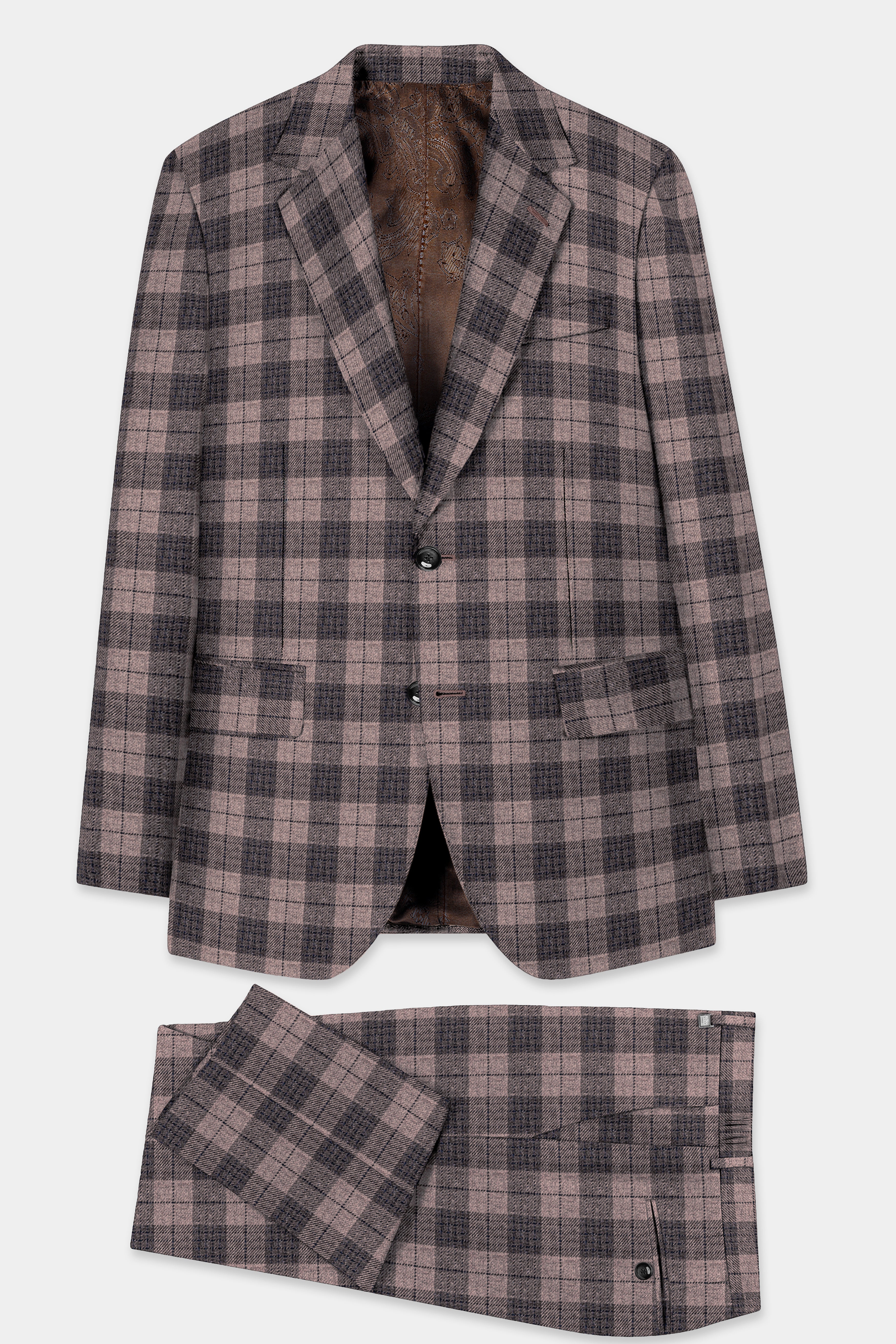 Vampire Brown Checks Plaid Tweed Suit