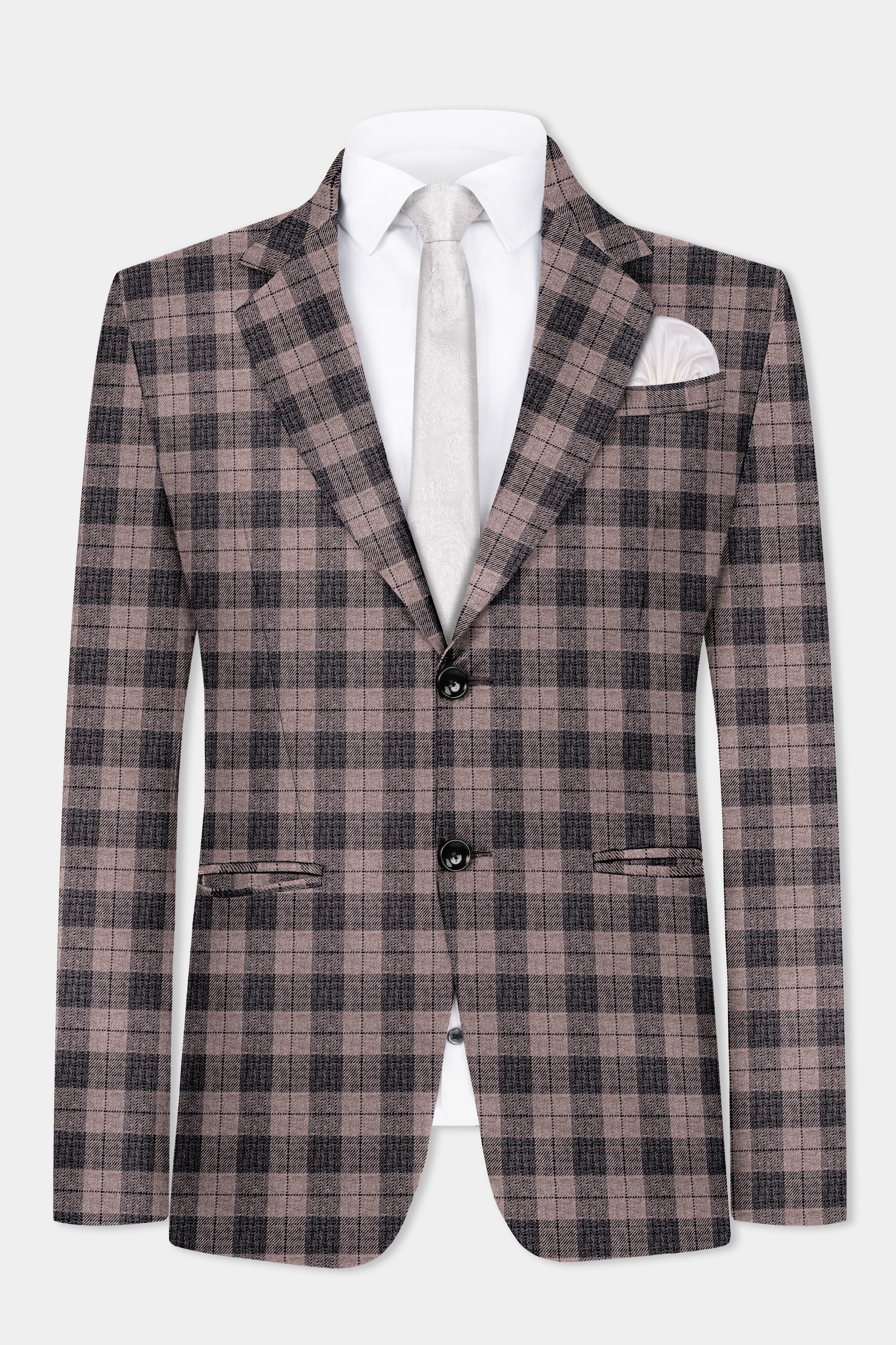 Vampire Brown Checks Plaid Tweed Suit