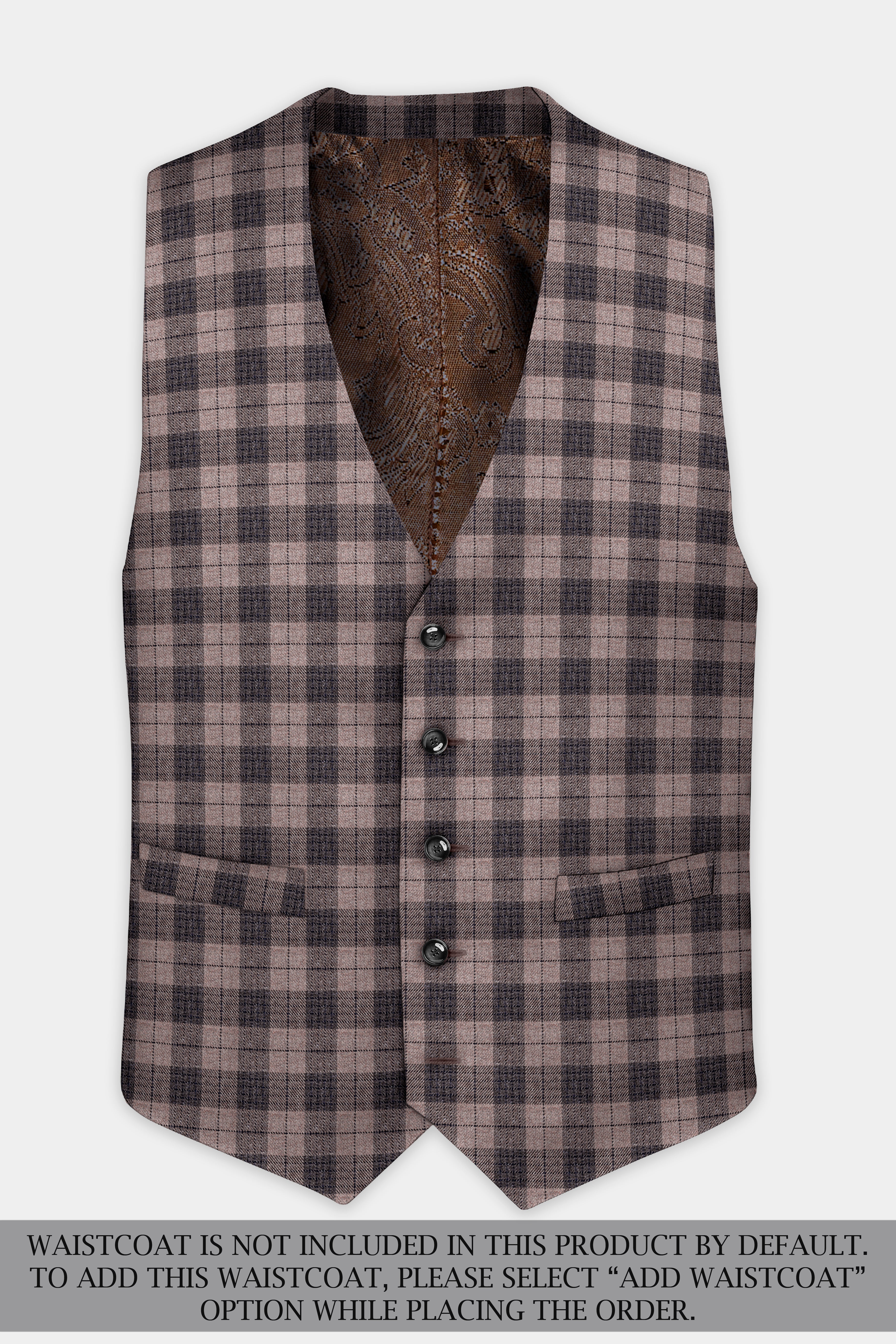 Vampire Brown Checks Plaid Tweed Double Breasted Suit