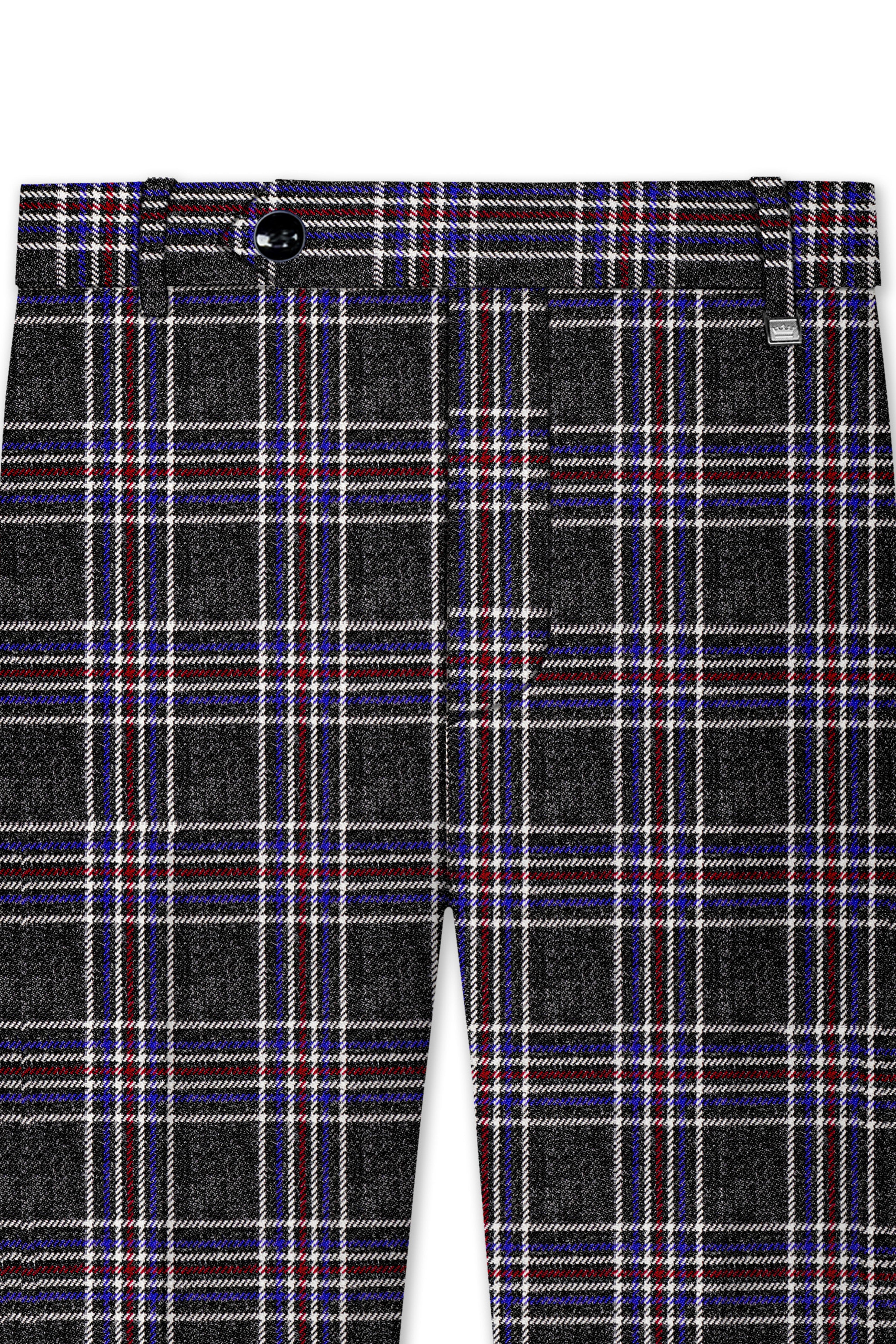 Tuatara Gray Multicolour Plaid Tweed Suit