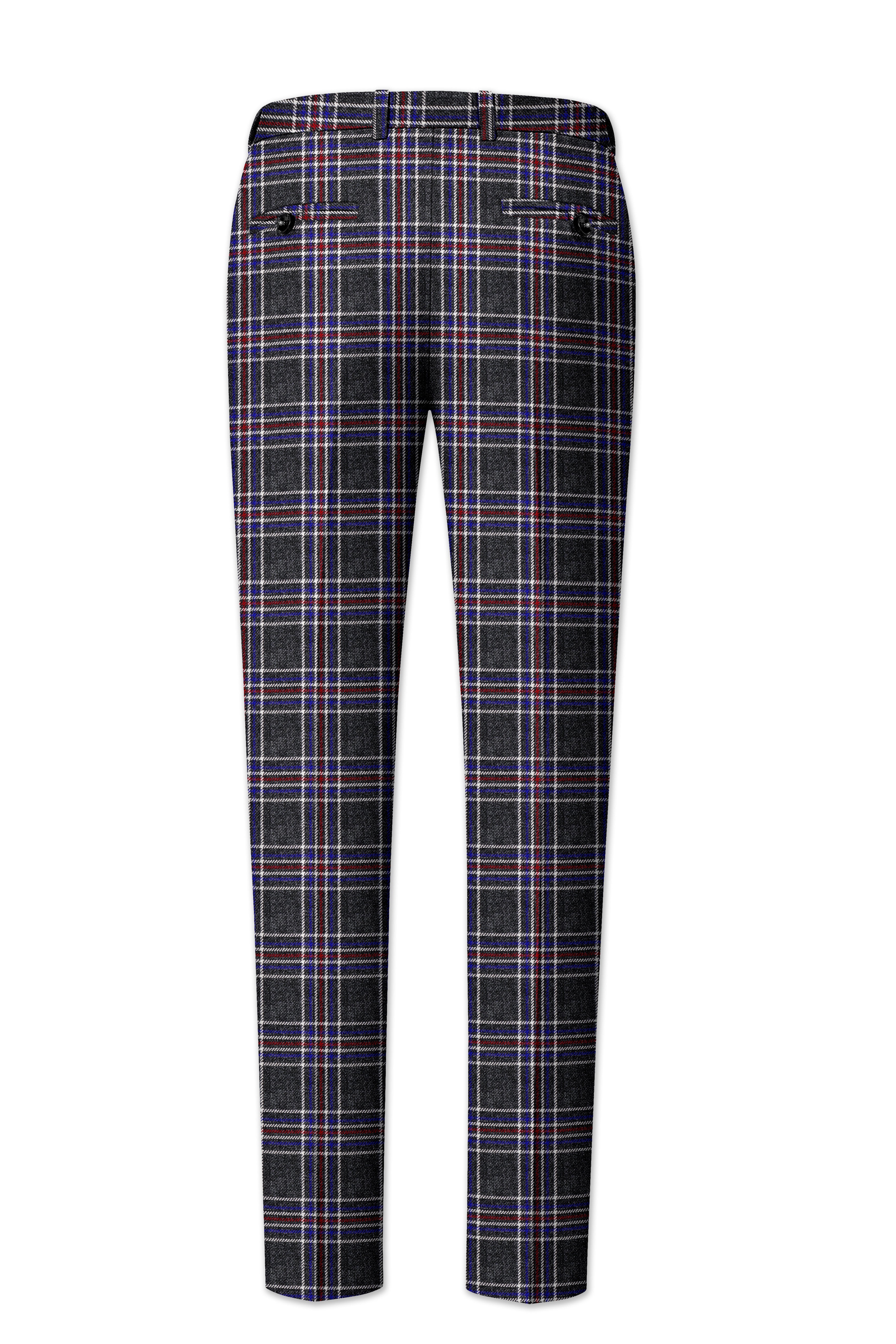 Tuatara Gray Multicolour Plaid Tweed Suit