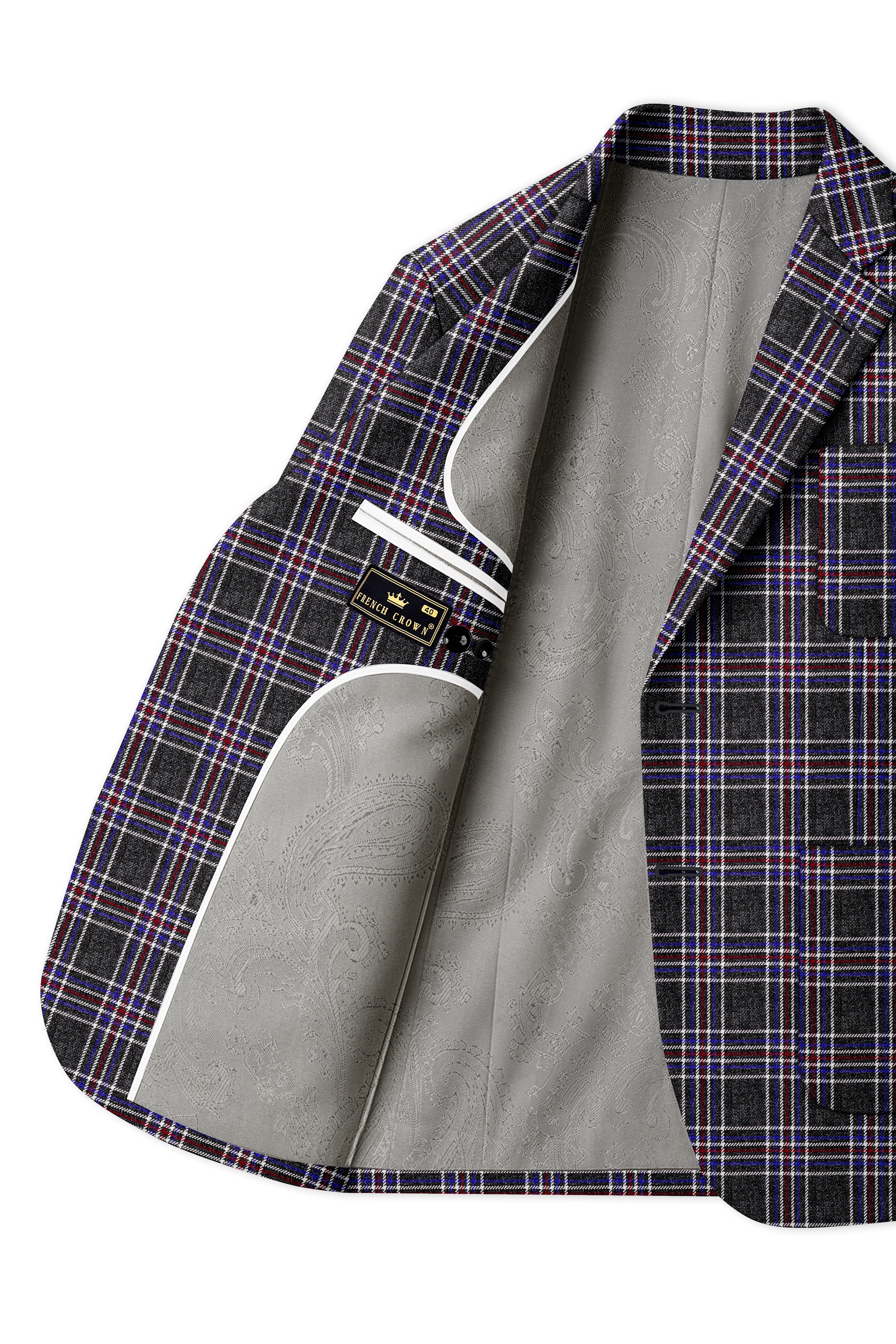 Tuatara Gray Multicolour Plaid Tweed Suit