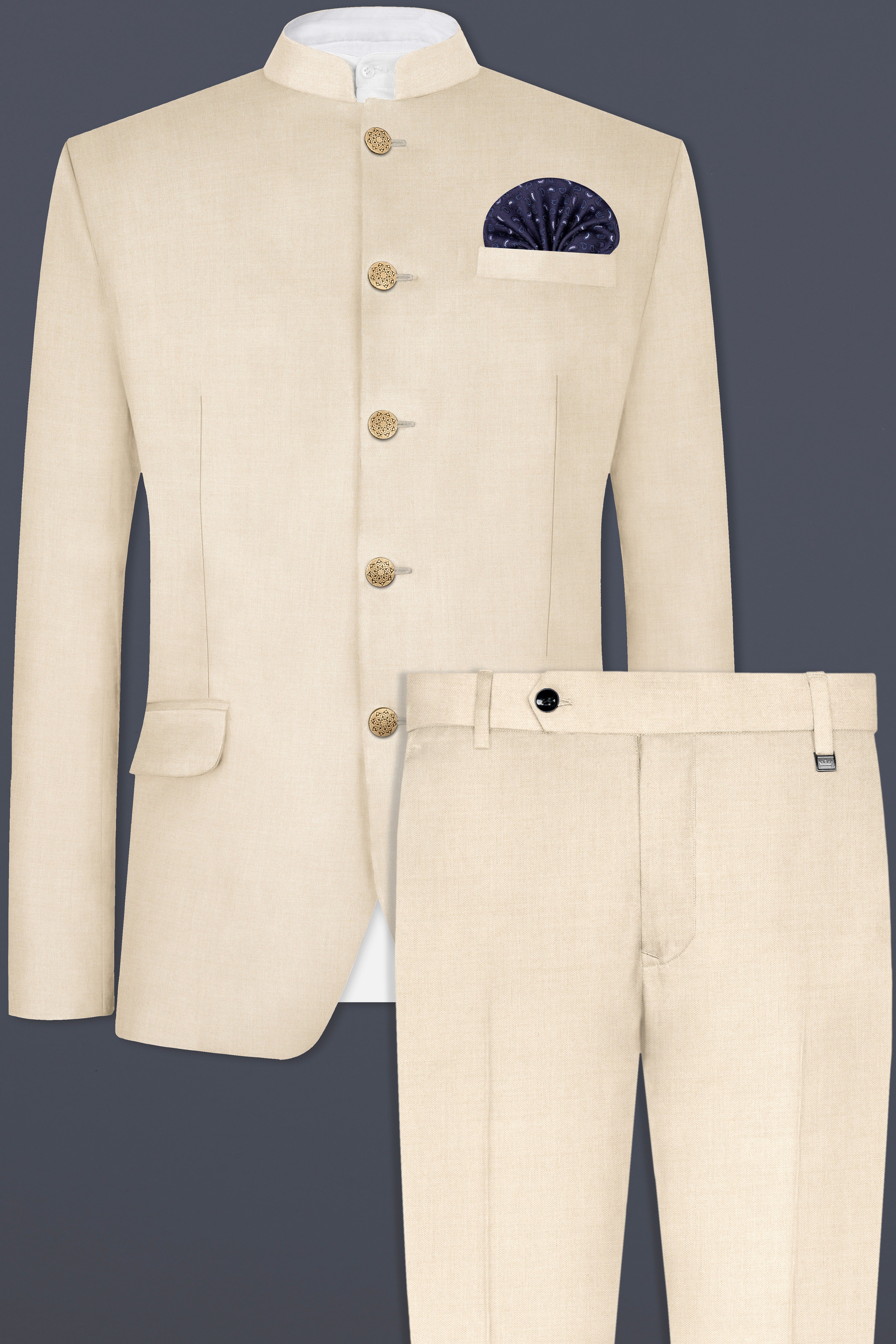 Mercury Cream Bandhgala Suit