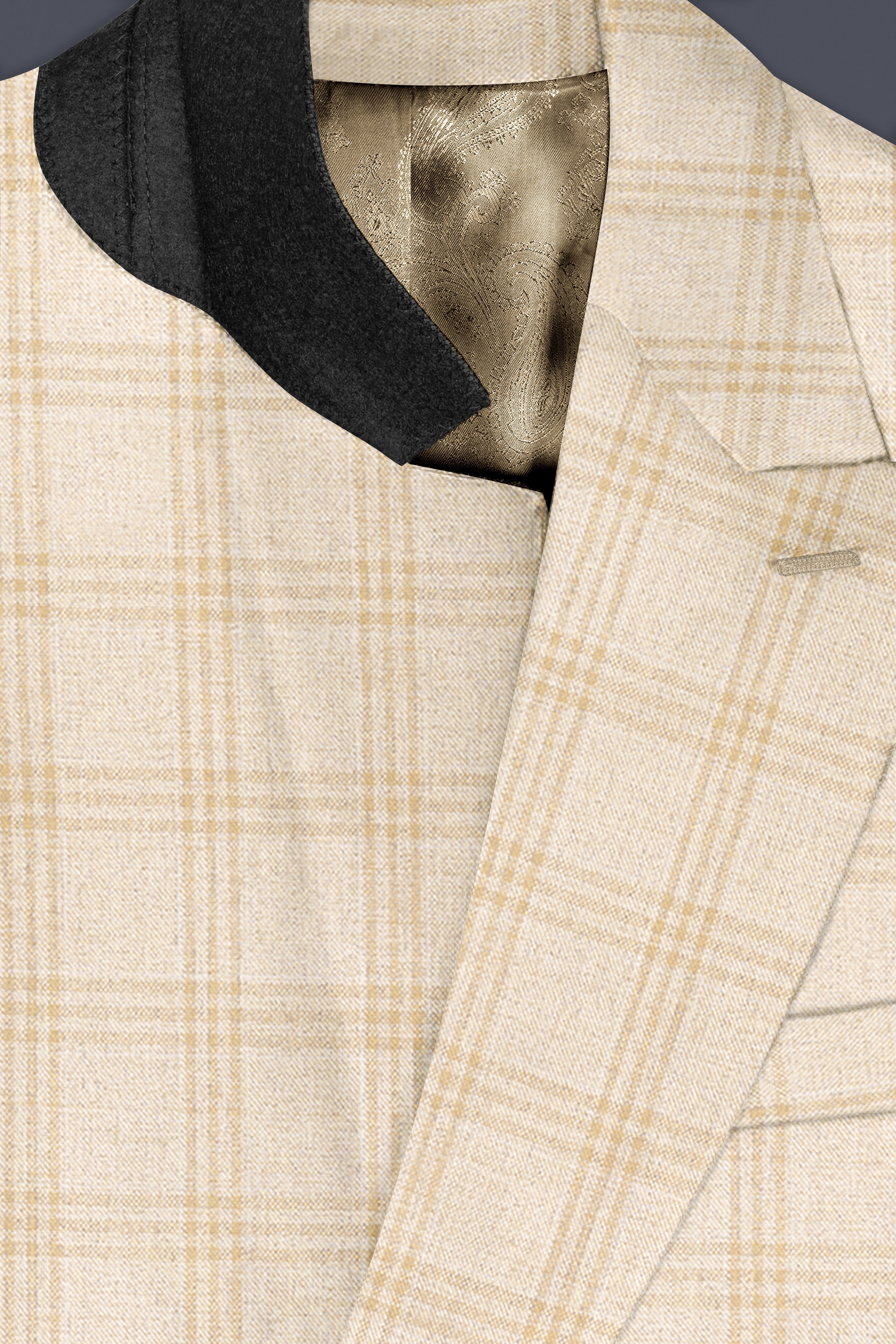 Bizarre Cream Windowpane Double Breasted Suit