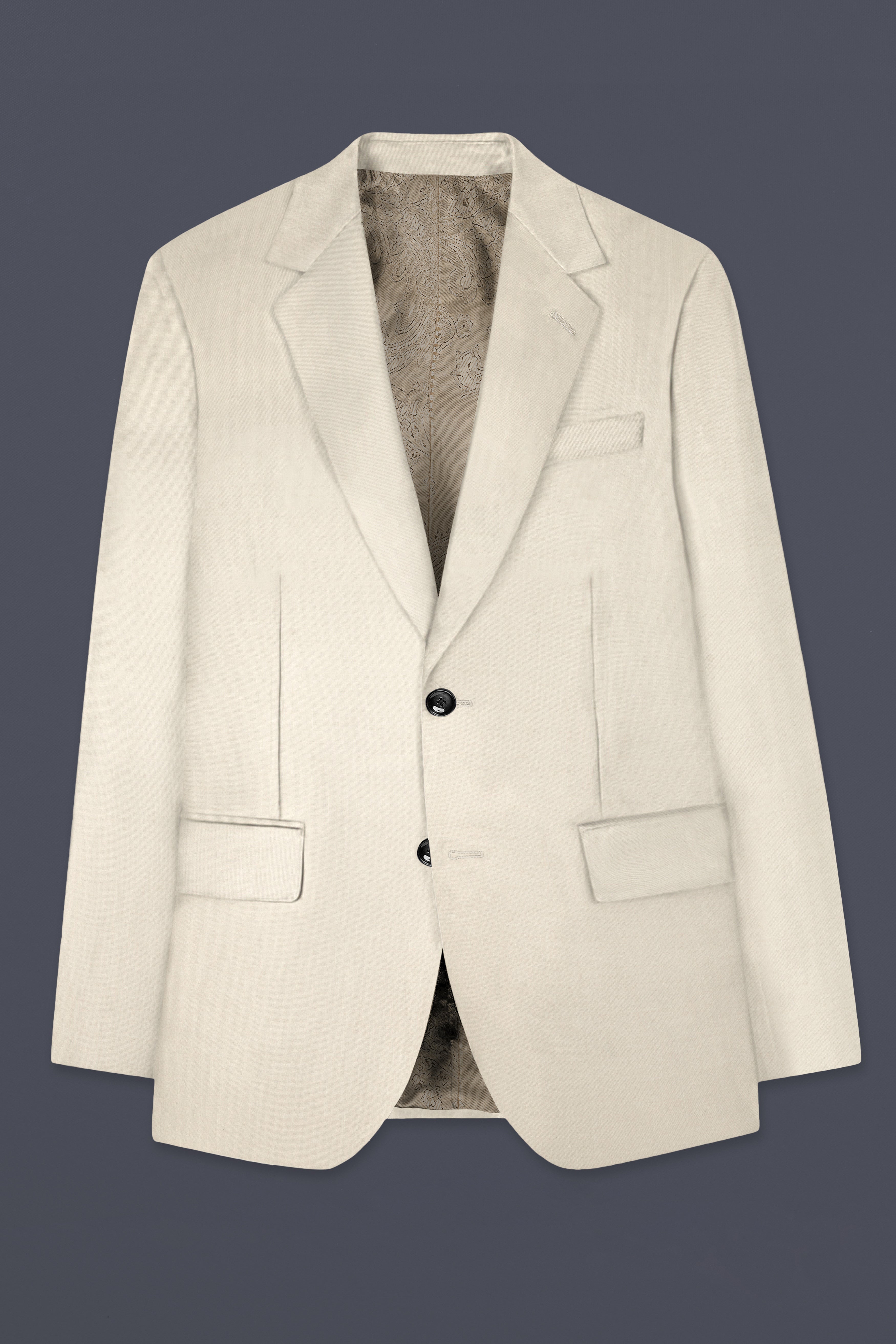Moon Mist Cream Solid Wool Blend Single Breasted Suit