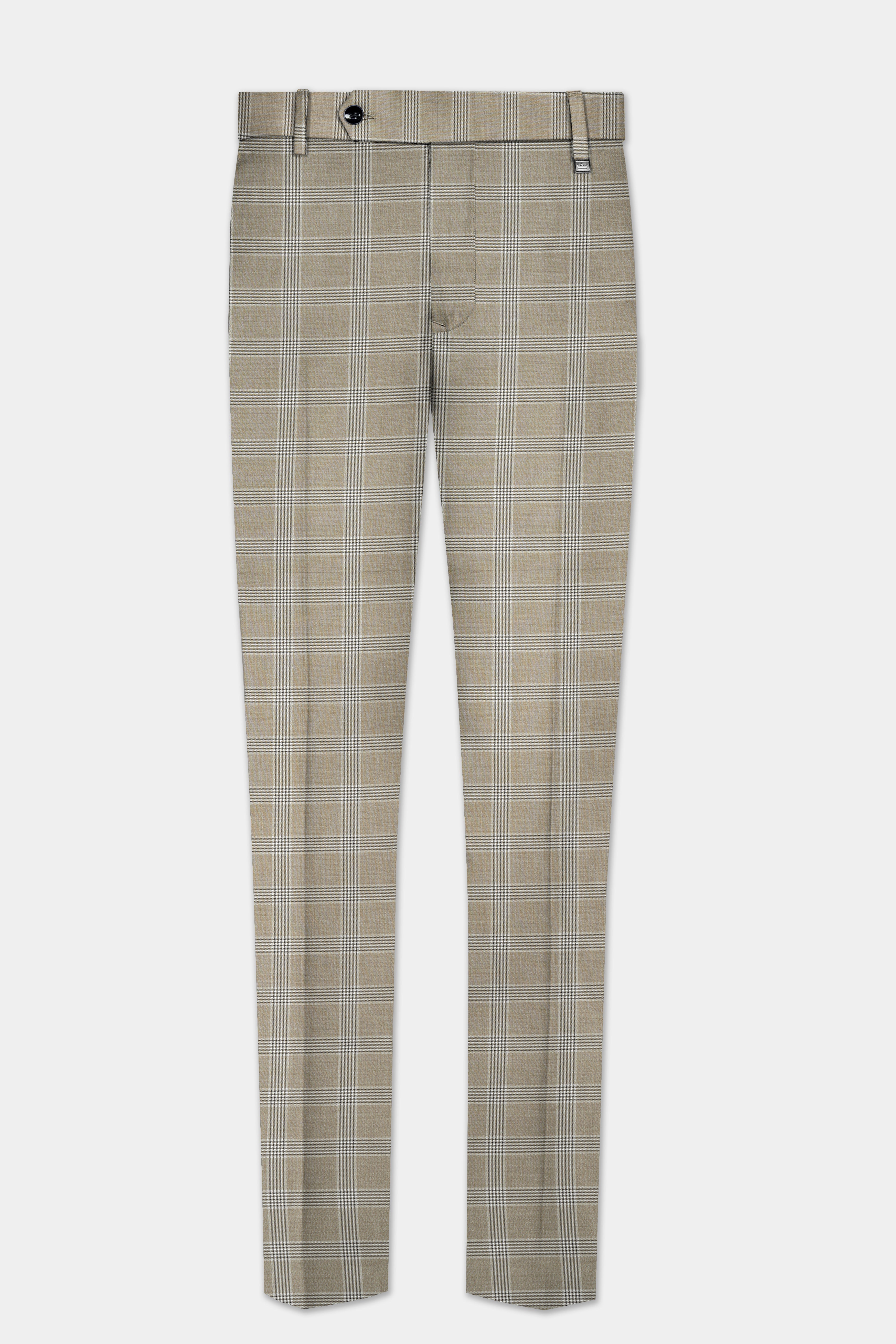 Sandrift Cream Plaid Wool Blend Double Breasted Suit