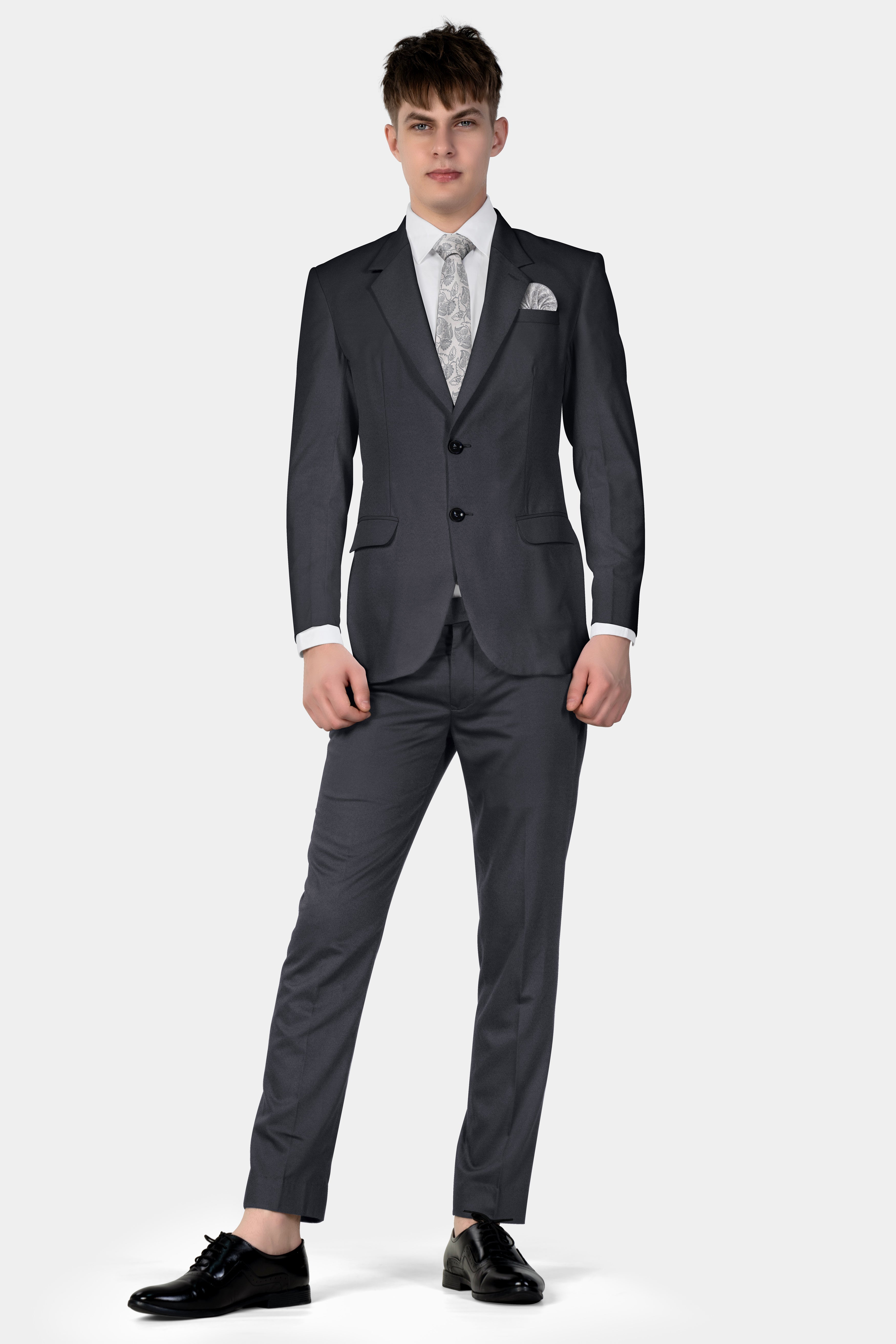 Piano Gray Wool Blend Single Breasted Suit