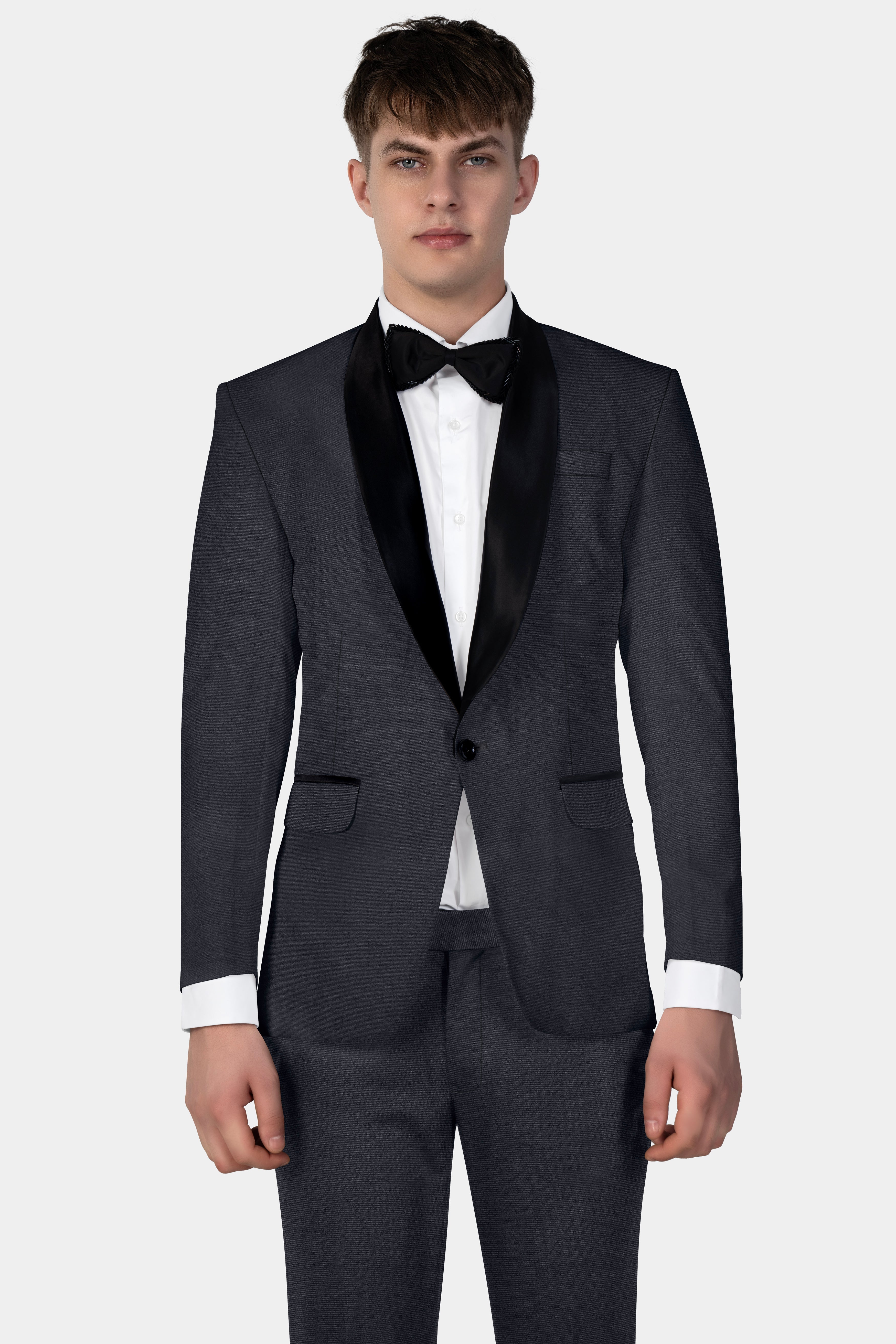 Piano Gray Wool Blend Tuxedo Suit
