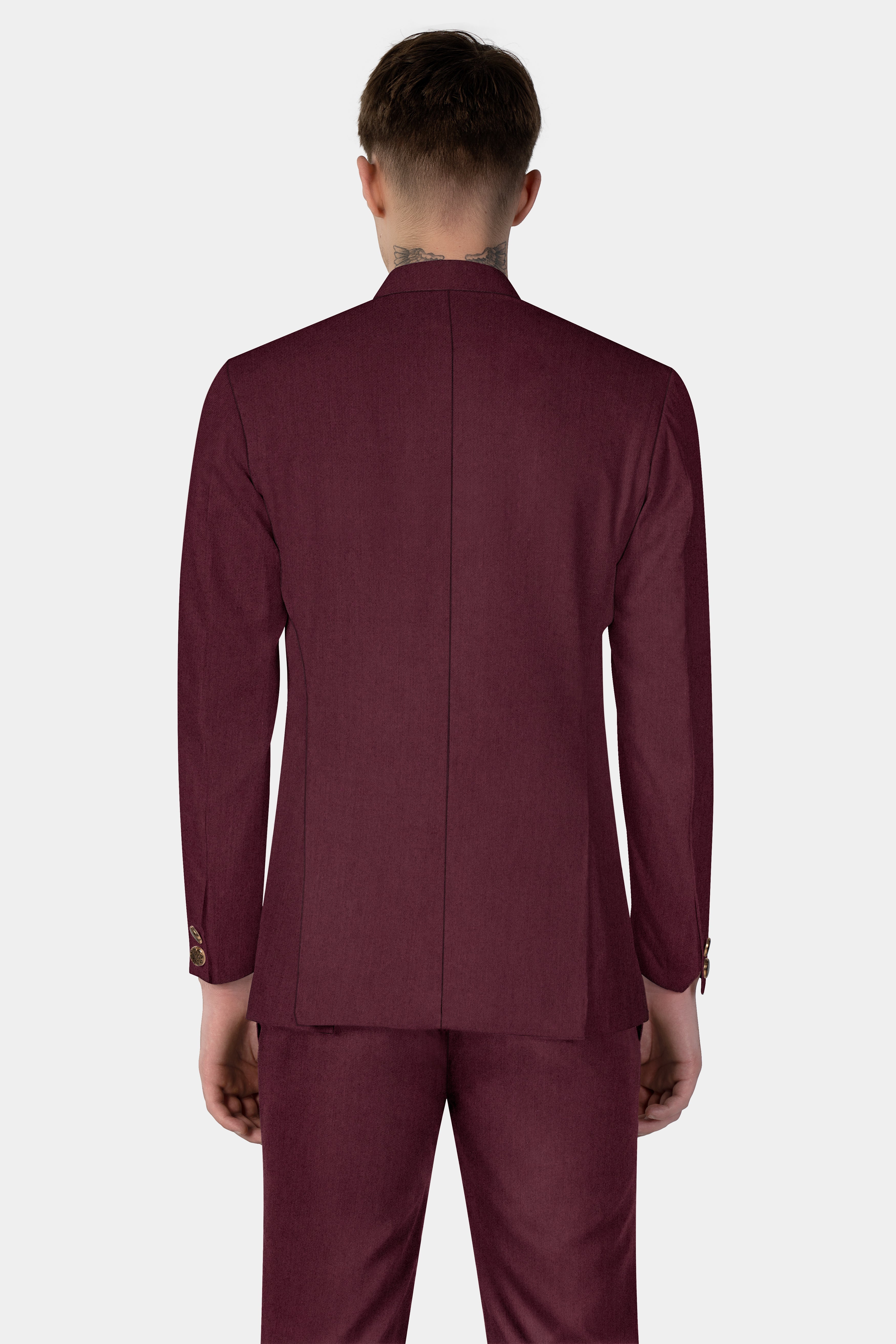 Tamarind Maroon Wool Blend Bandhgala Suit