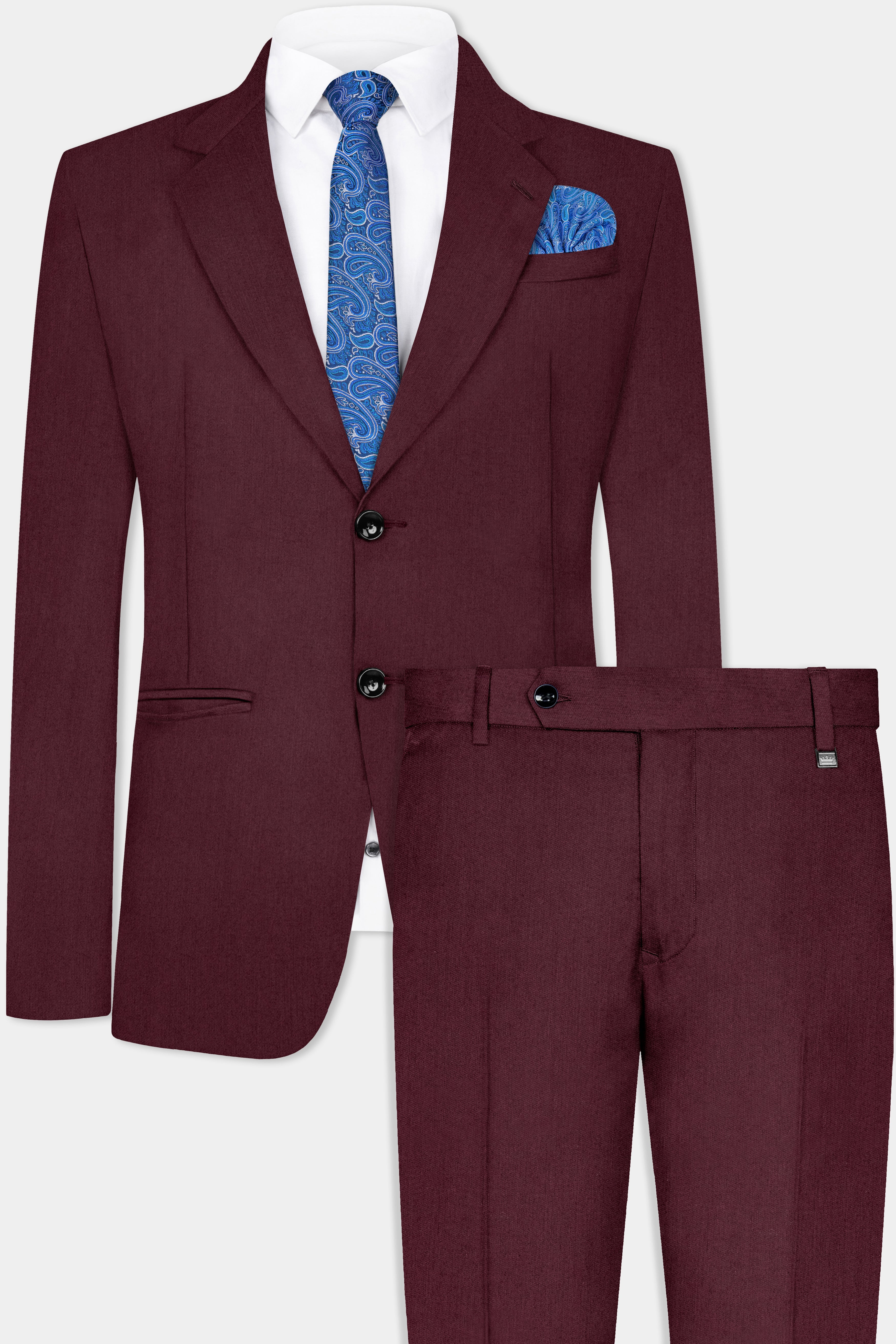 Tamarind Maroon Wool Blend Single Breasted Suit