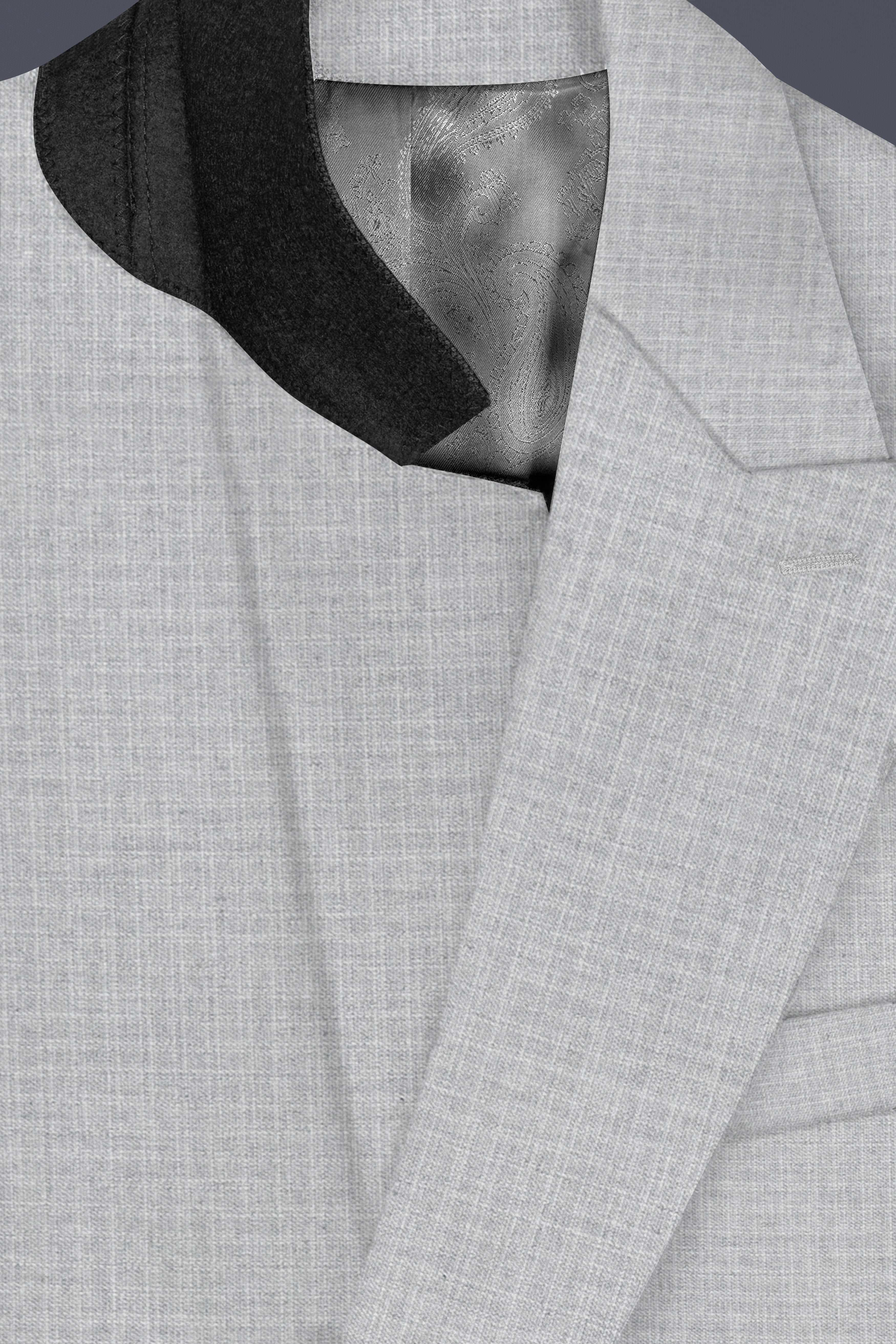 Pastel Gray Textured Wool Blend Double Breasted Suit