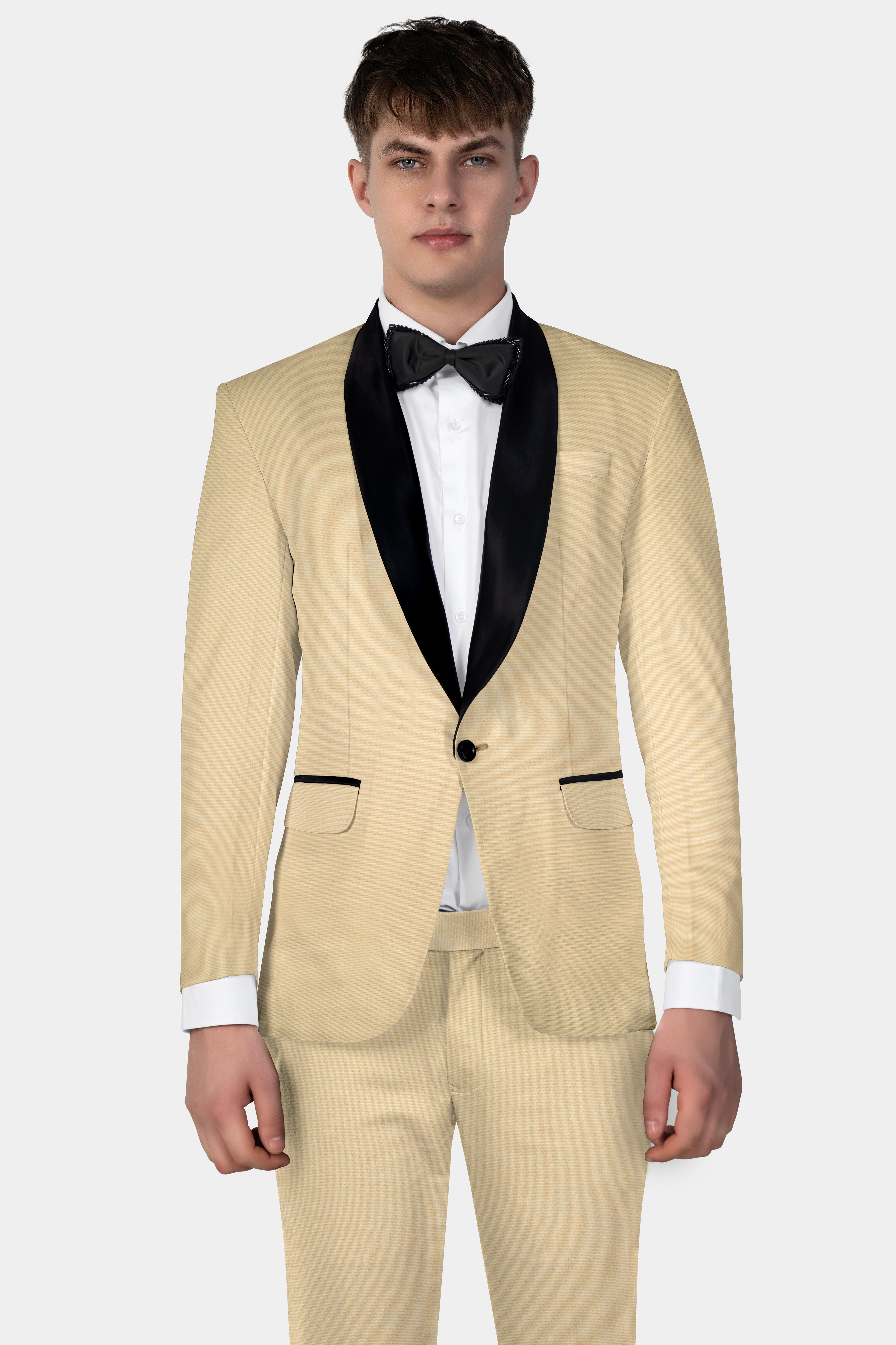 Hampton Cream Houndstooth Wool Rich Tuxedo Suit