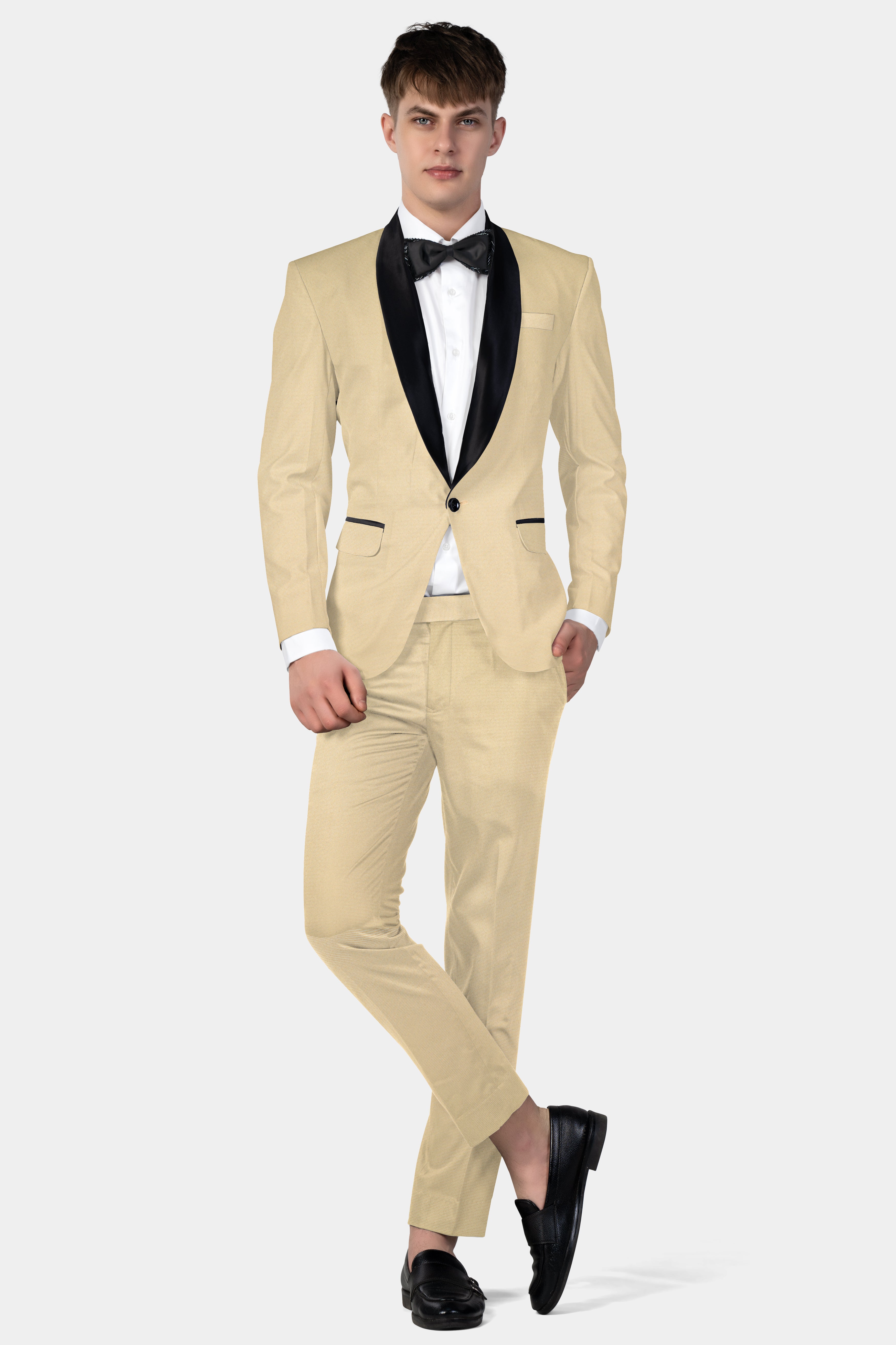 Hampton Cream Houndstooth Wool Rich Tuxedo Suit