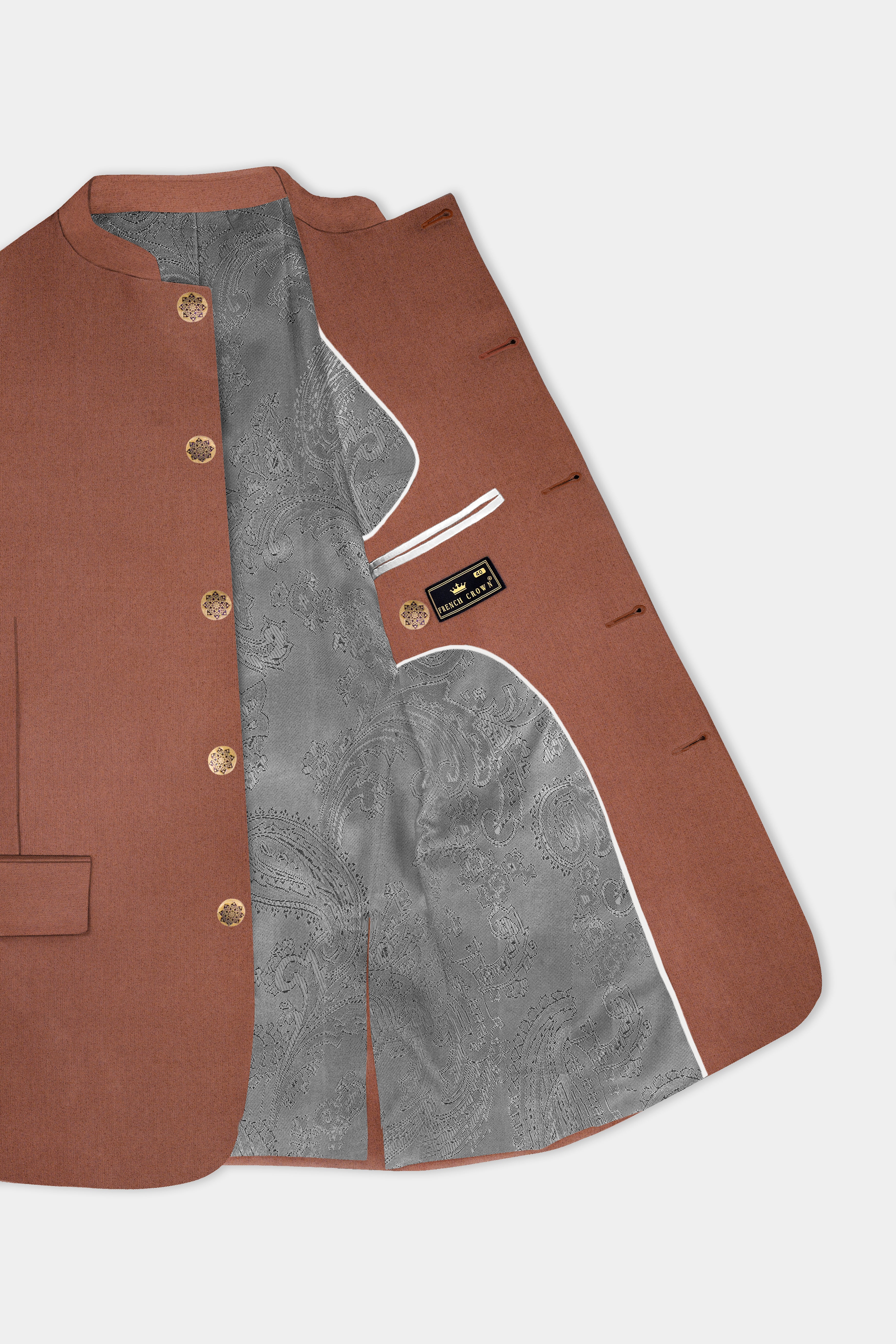 Palliser Brown Wool Rich Bandhgala Suit