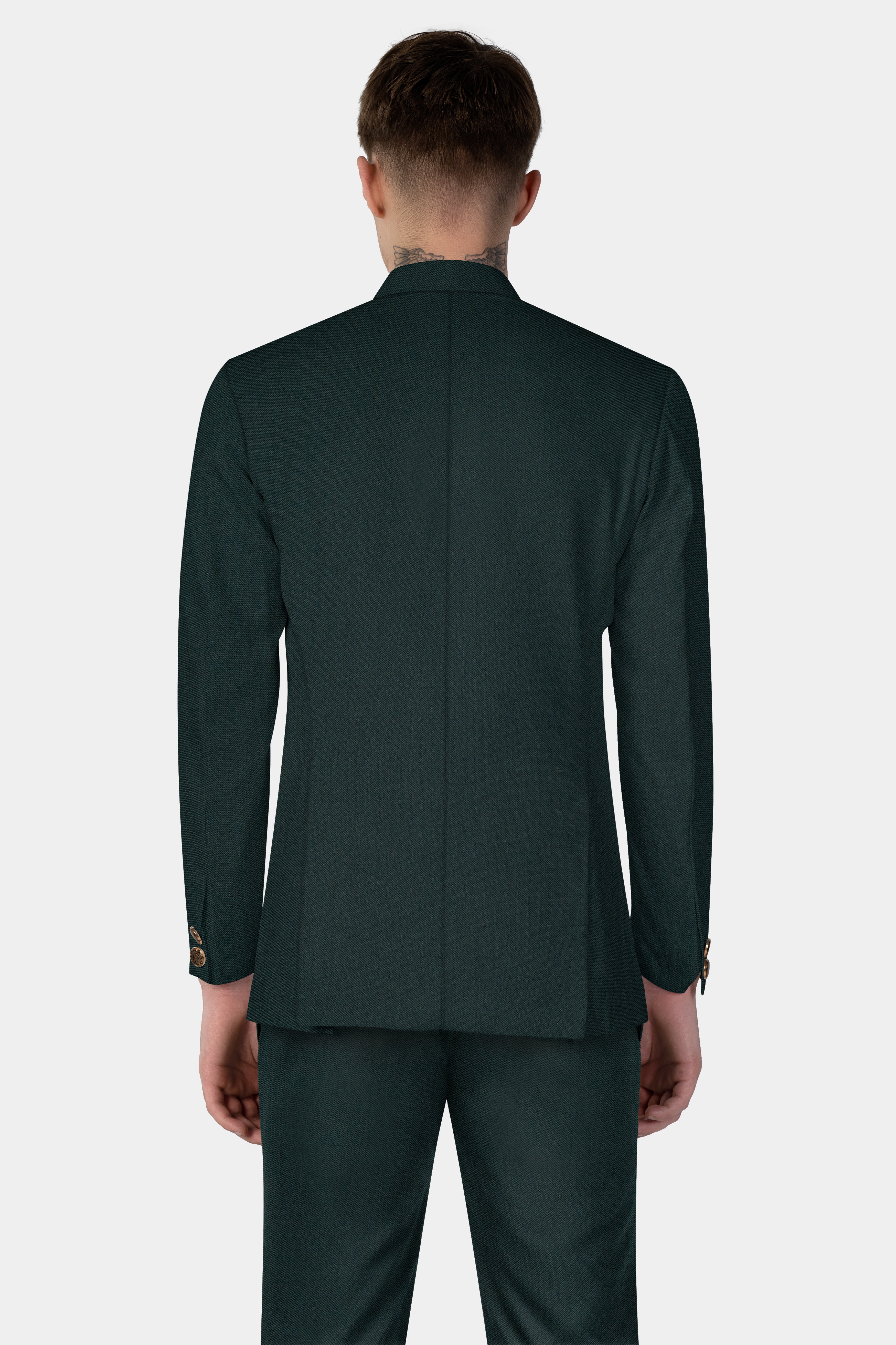 Timber Green Wool Rich Bandhgala Suit