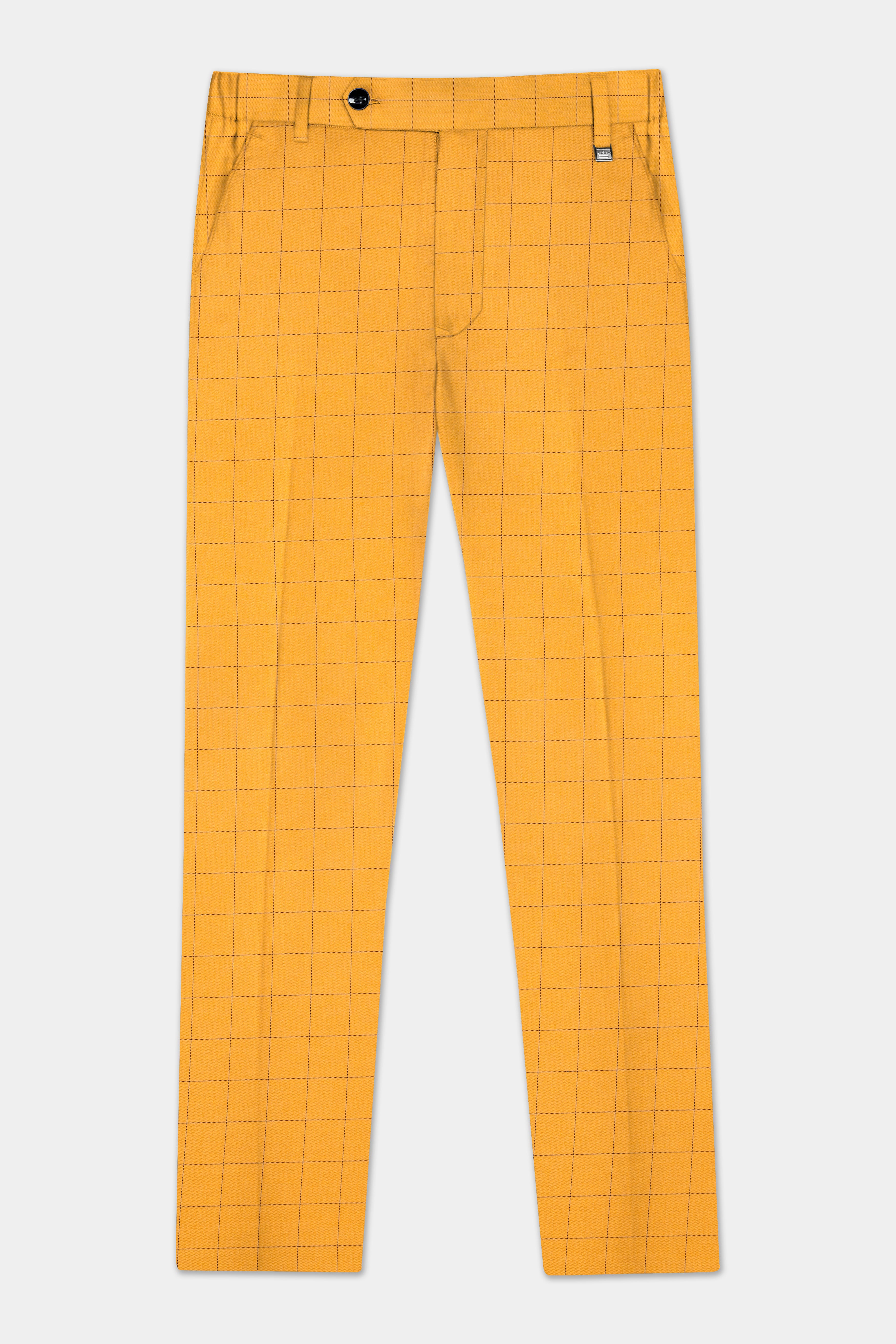 Cantaloupe Yellow herringbone Windowpane Tuxedo Suit
