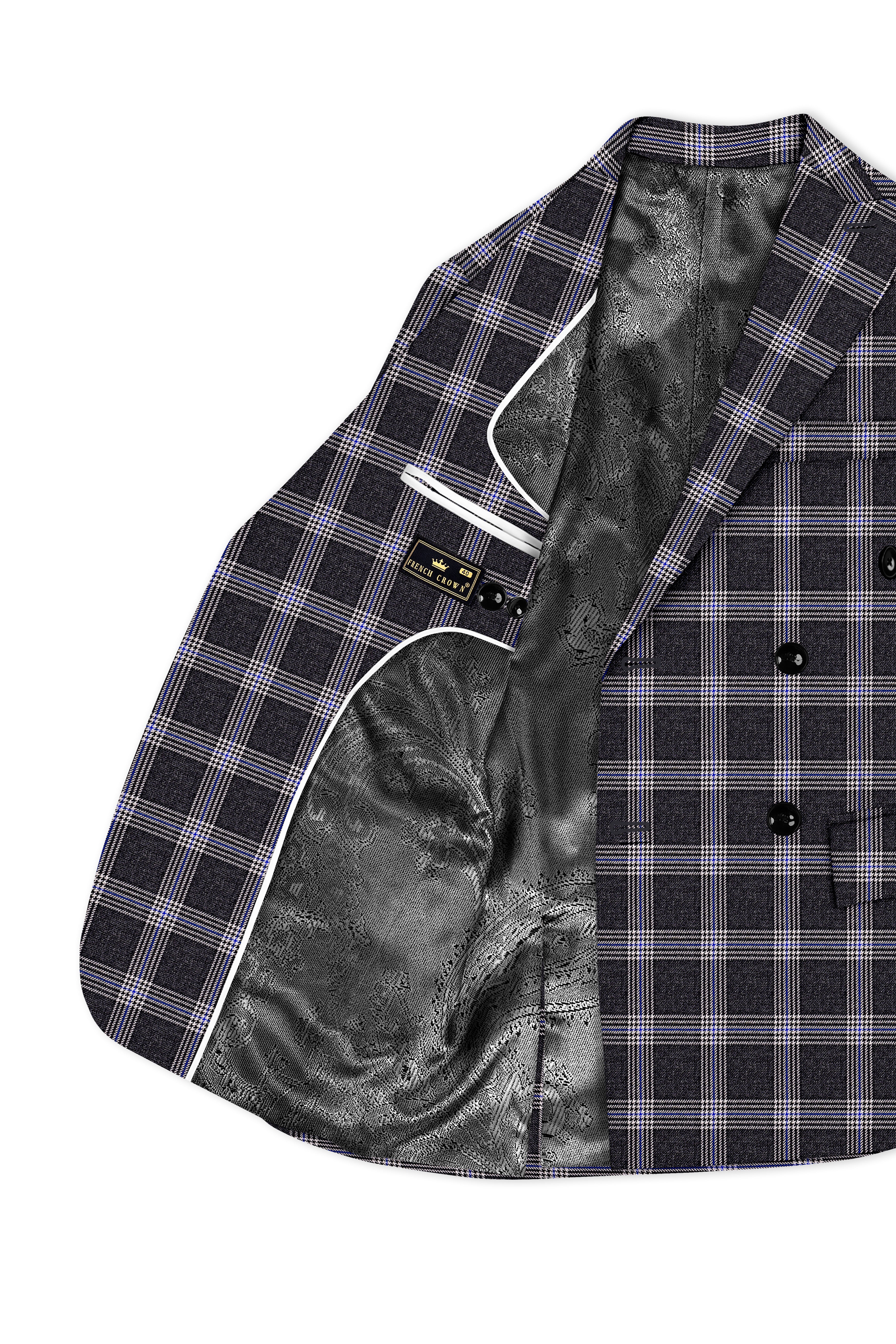 Iridium Gray Plaid Tweed Double Breasted Suit