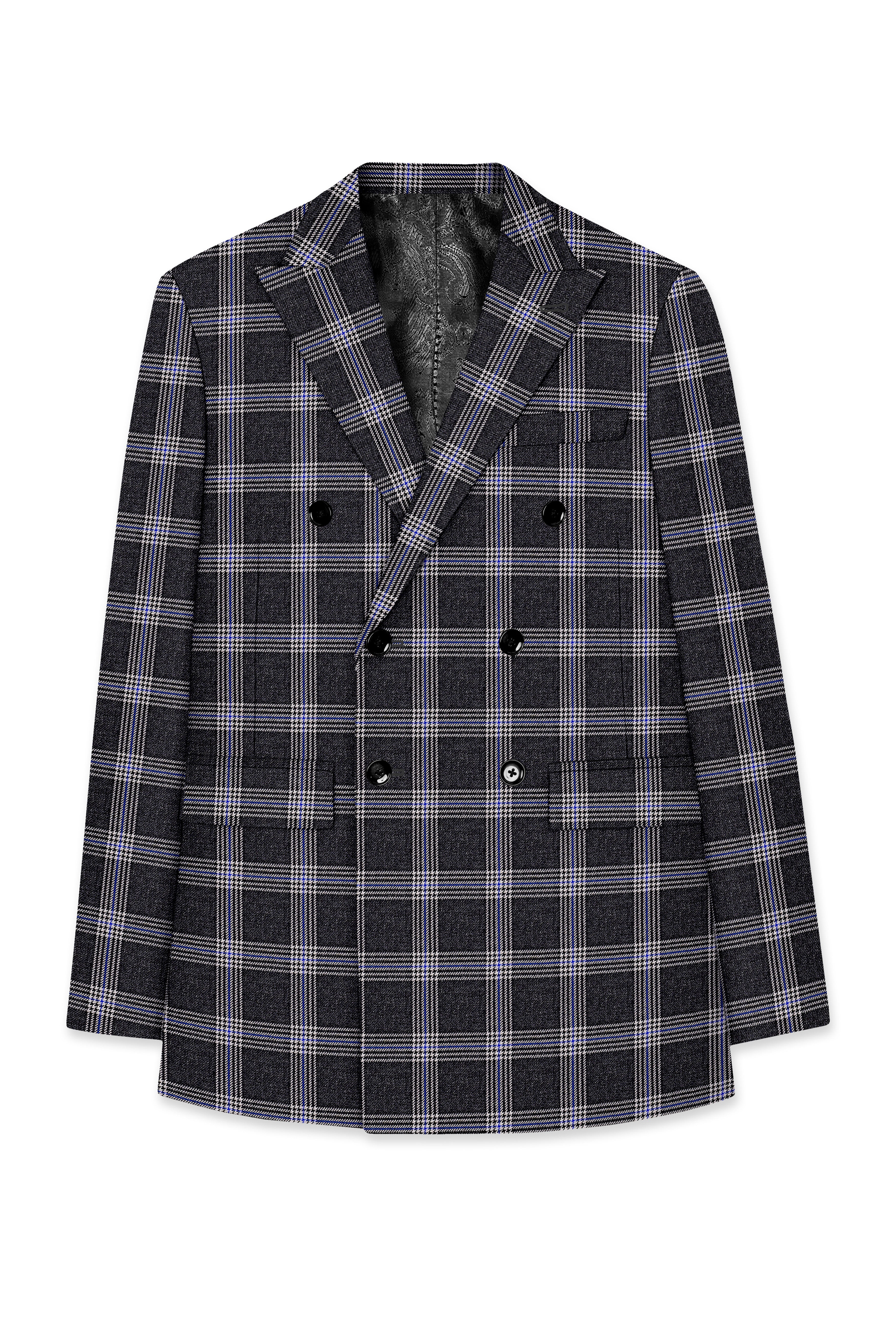 Iridium Gray Plaid Tweed Double Breasted Suit