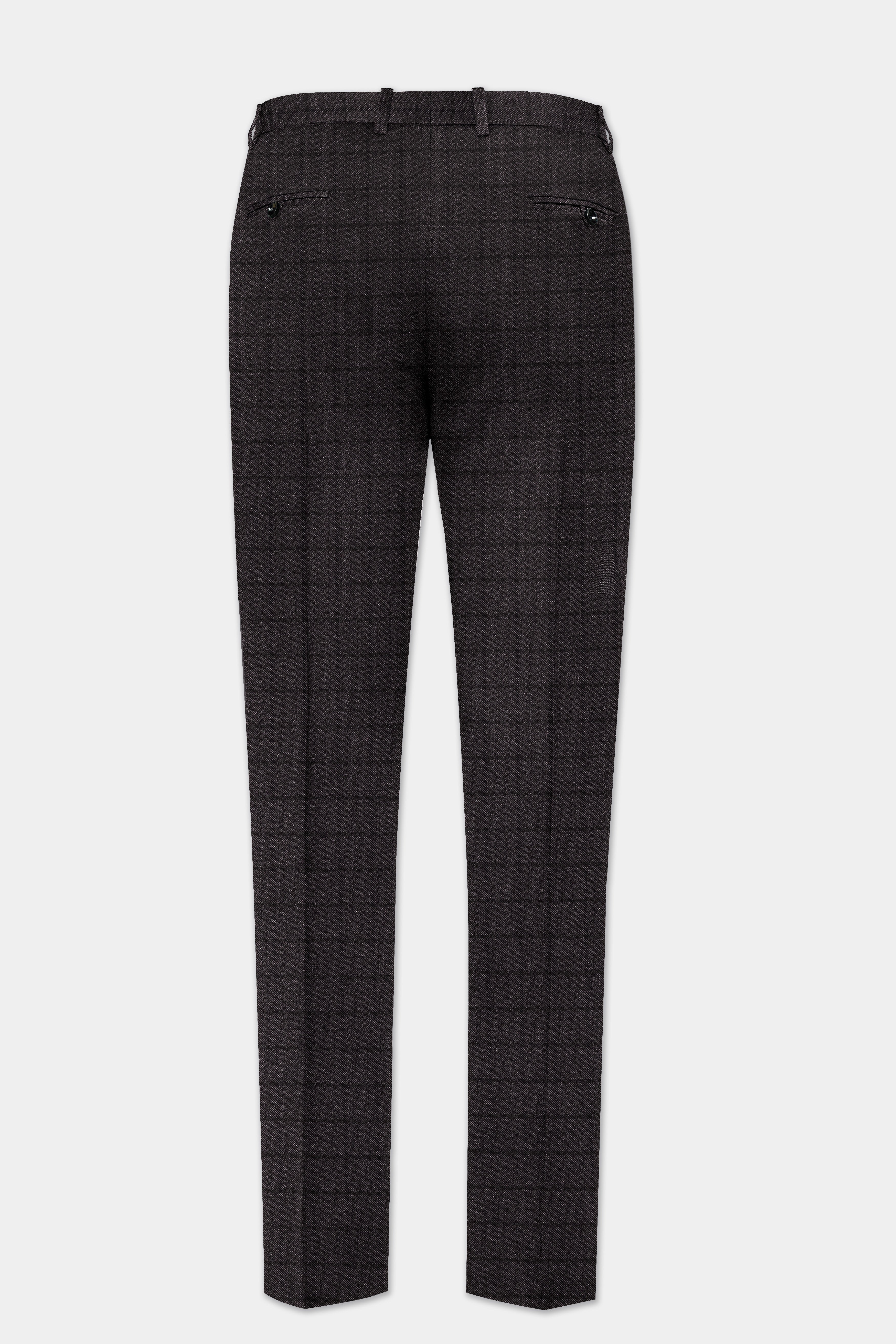 Thunder Gray Windowpane Tweed Double Breasted Suit