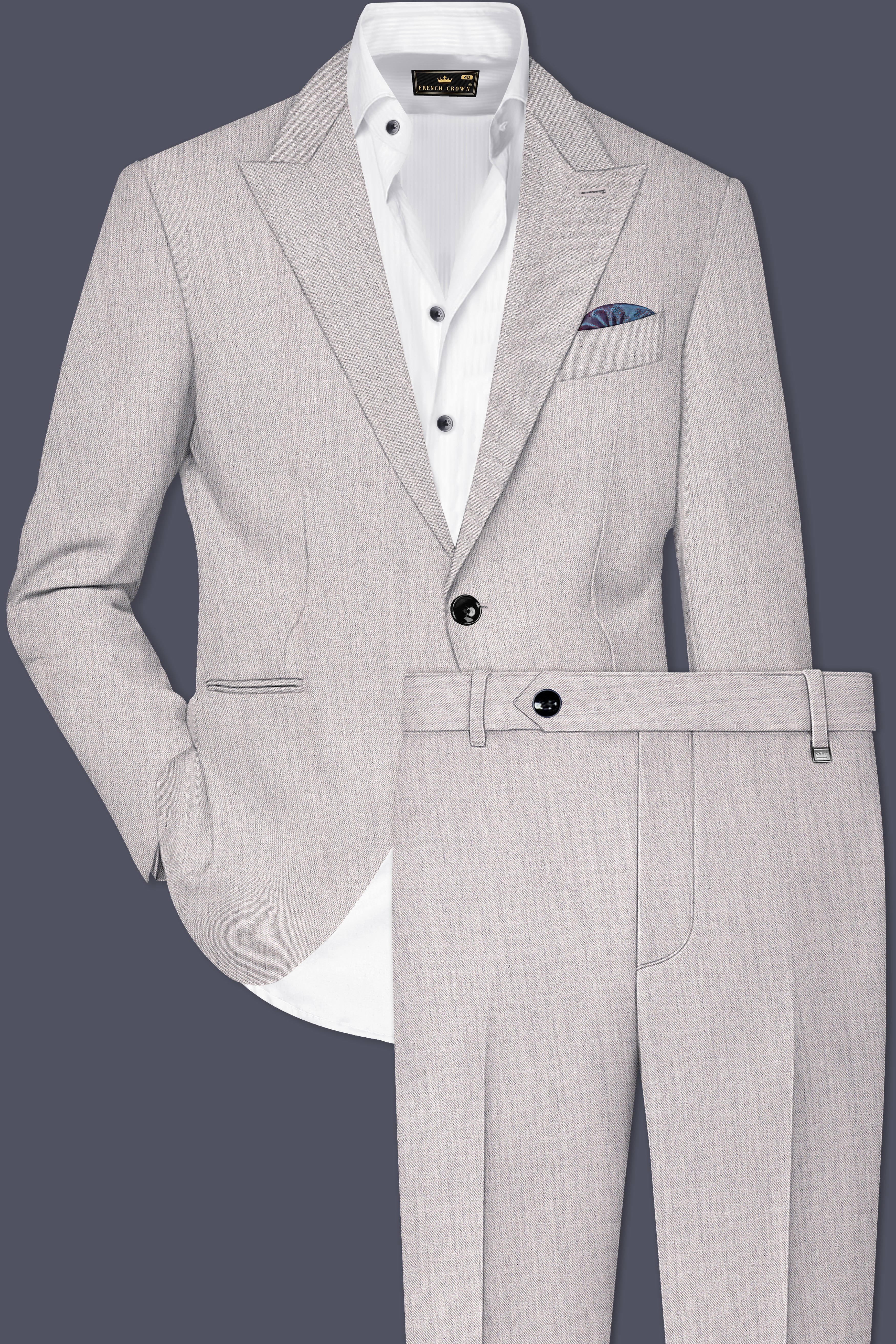 Spanish Gray Textured Wool Blend Suit