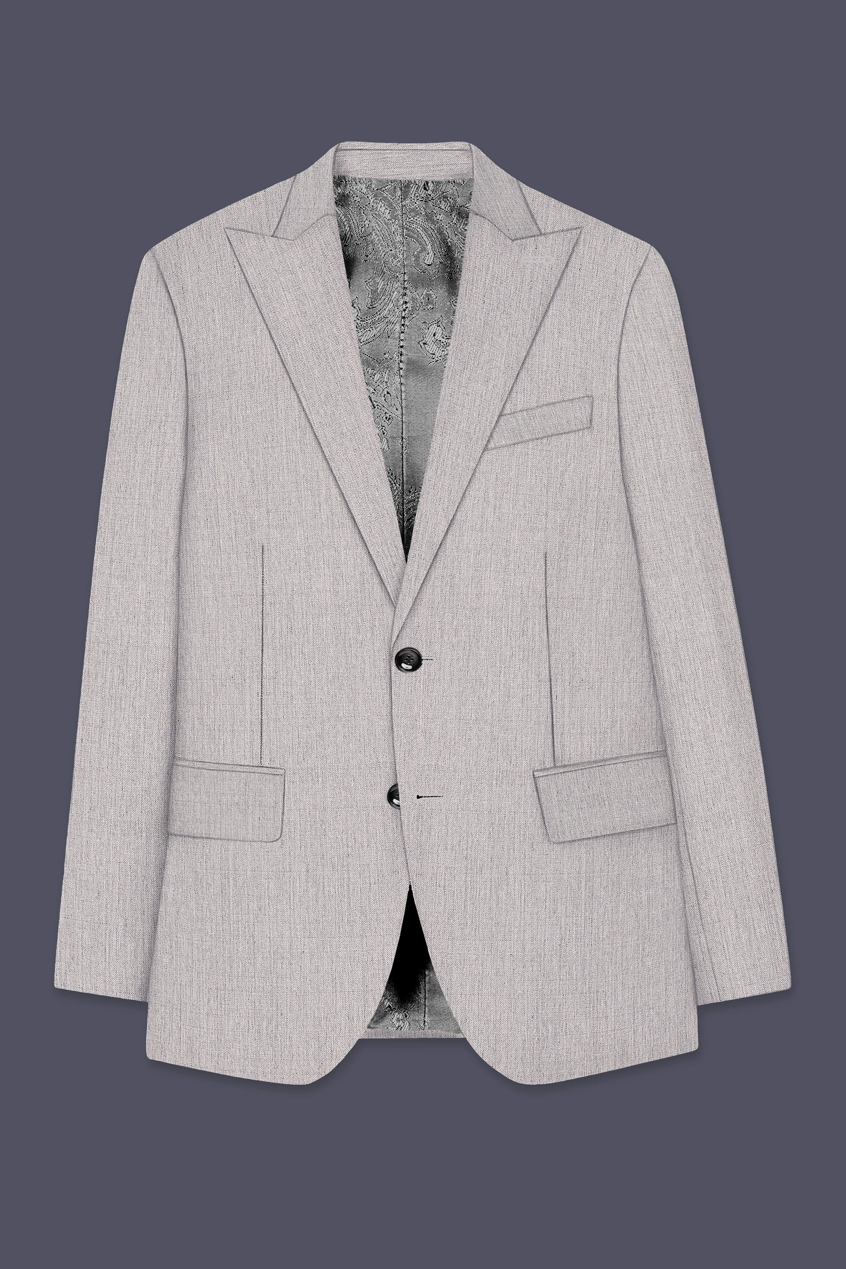 Spanish Gray Textured Wool Blend Suit