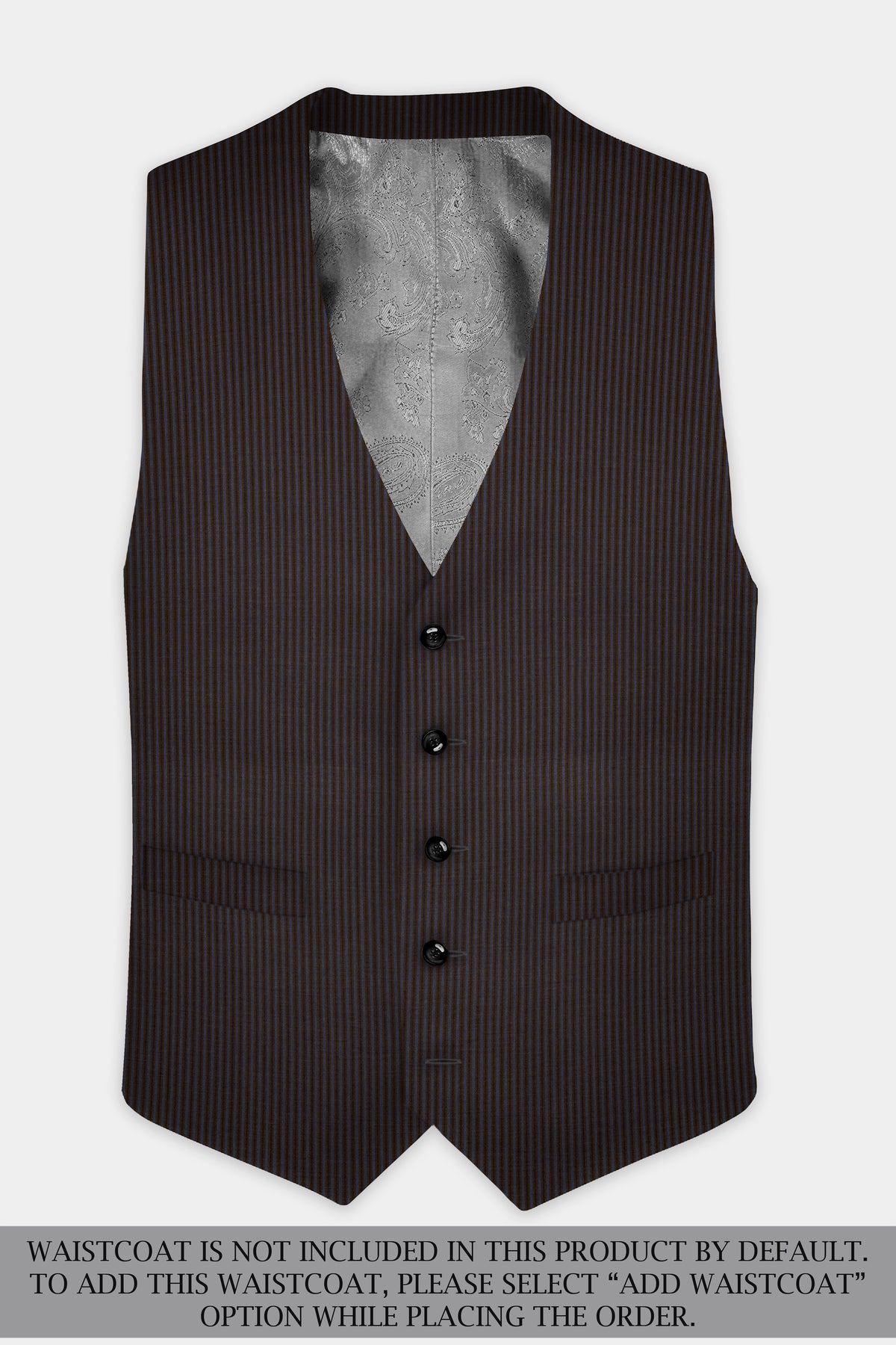 Eclipse Brown with Kashmir Blue Striped Wool Blend Double Breasted Suit