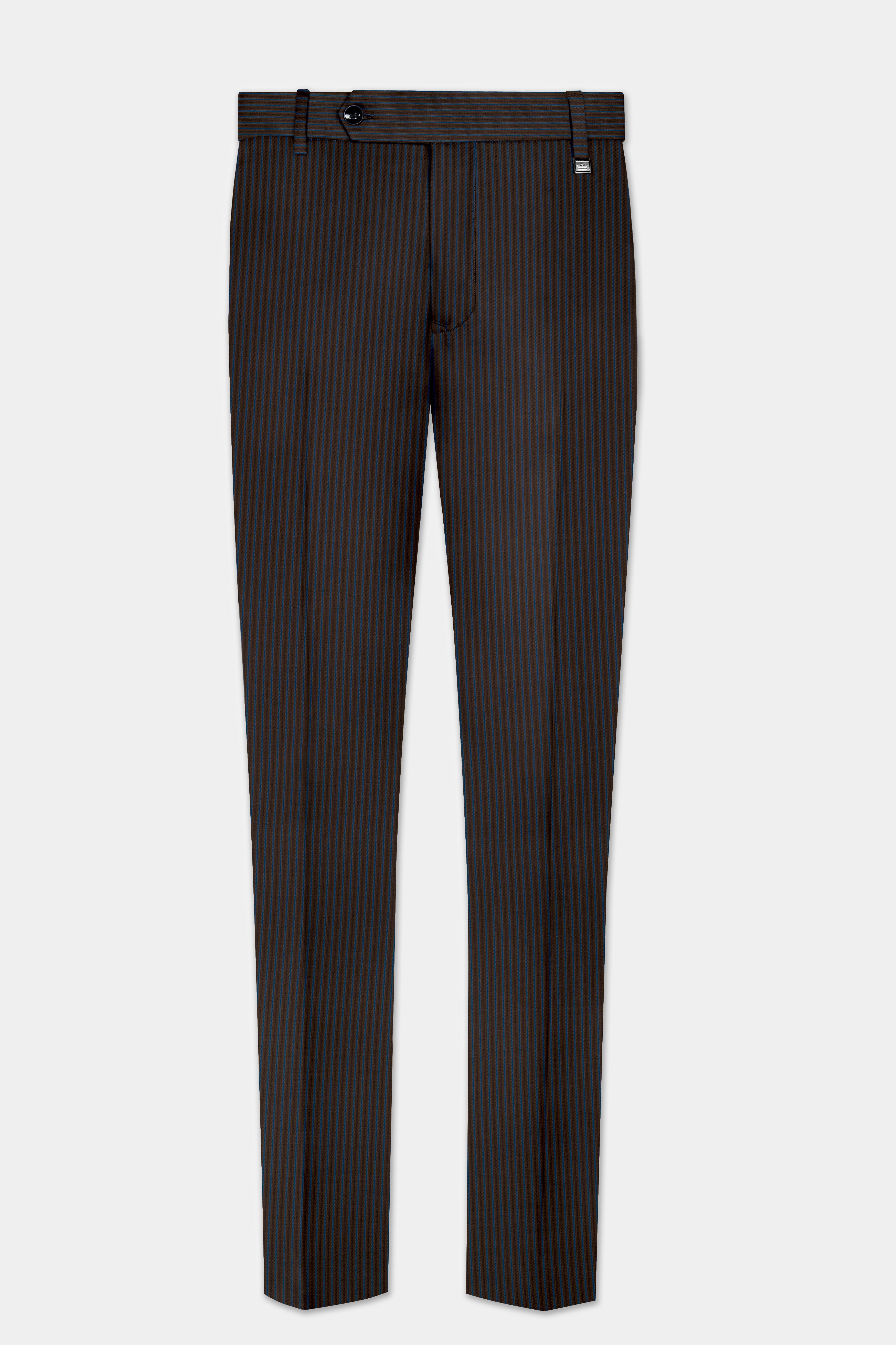 Eclipse Brown with Kashmir Blue Striped Wool Blend Suit