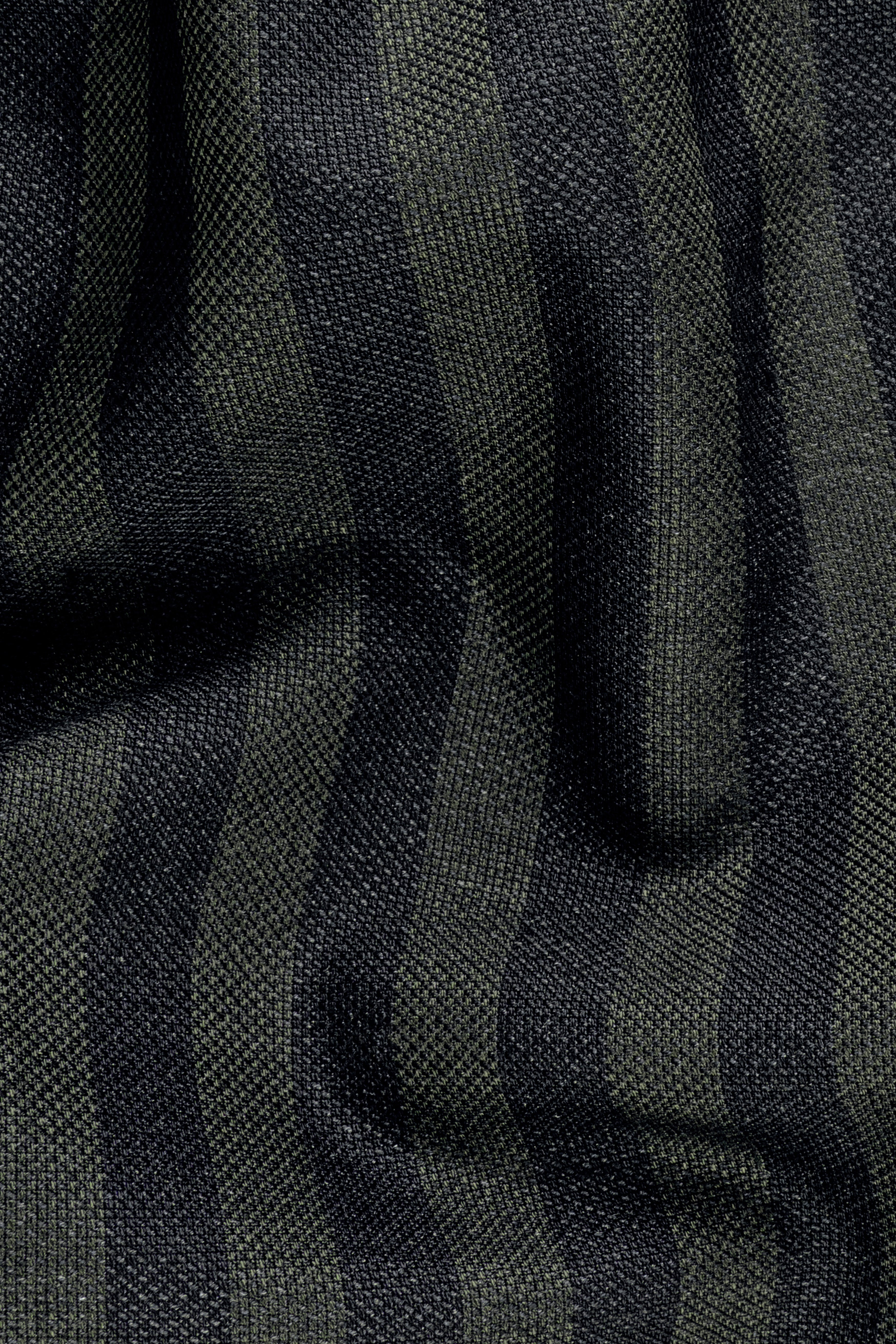 Heavy Green with Black Striped Wool Blend Suit