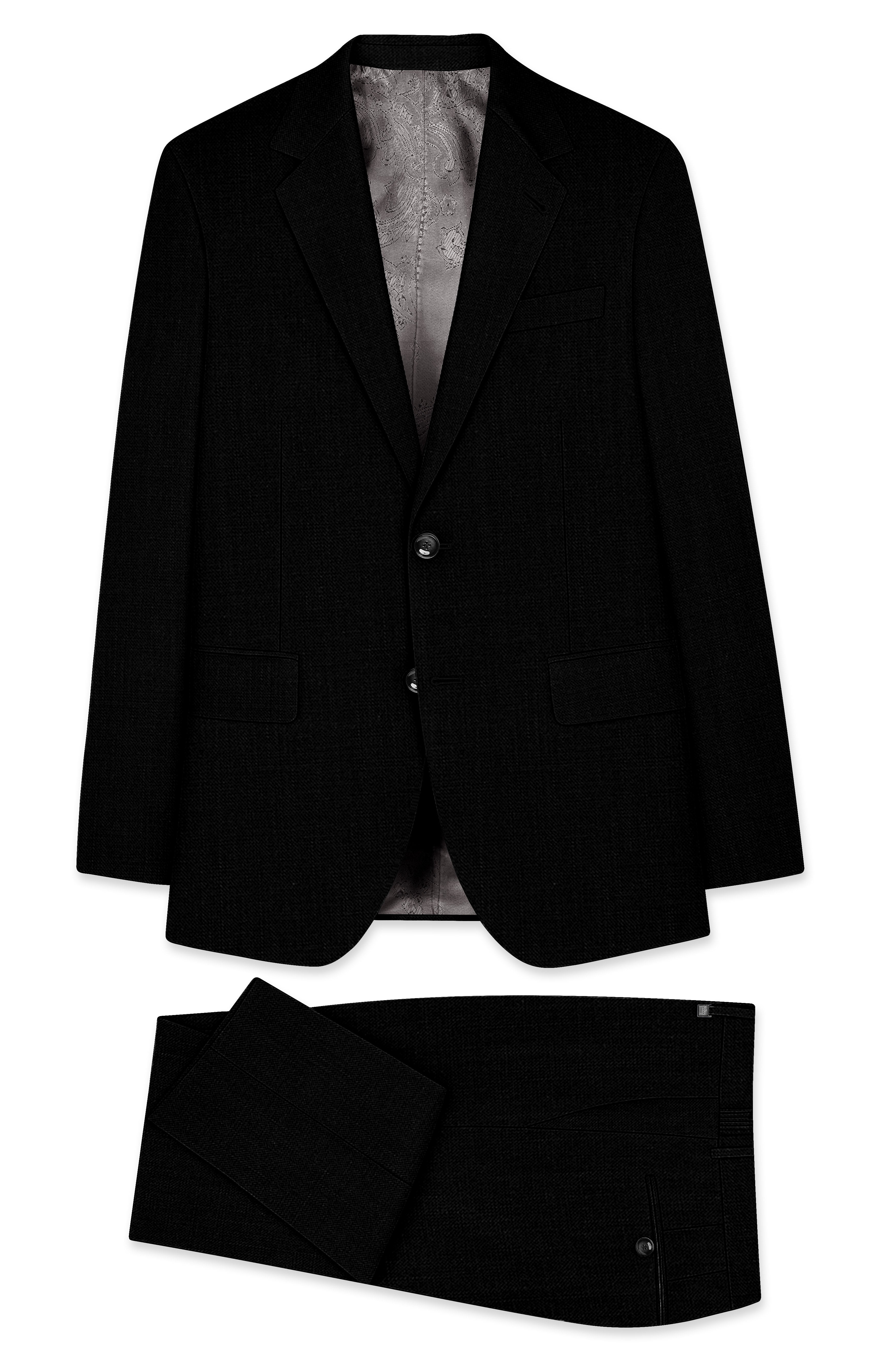 Jade Black Luxurious Linen Single Breasted Stretchable traveler Suit
