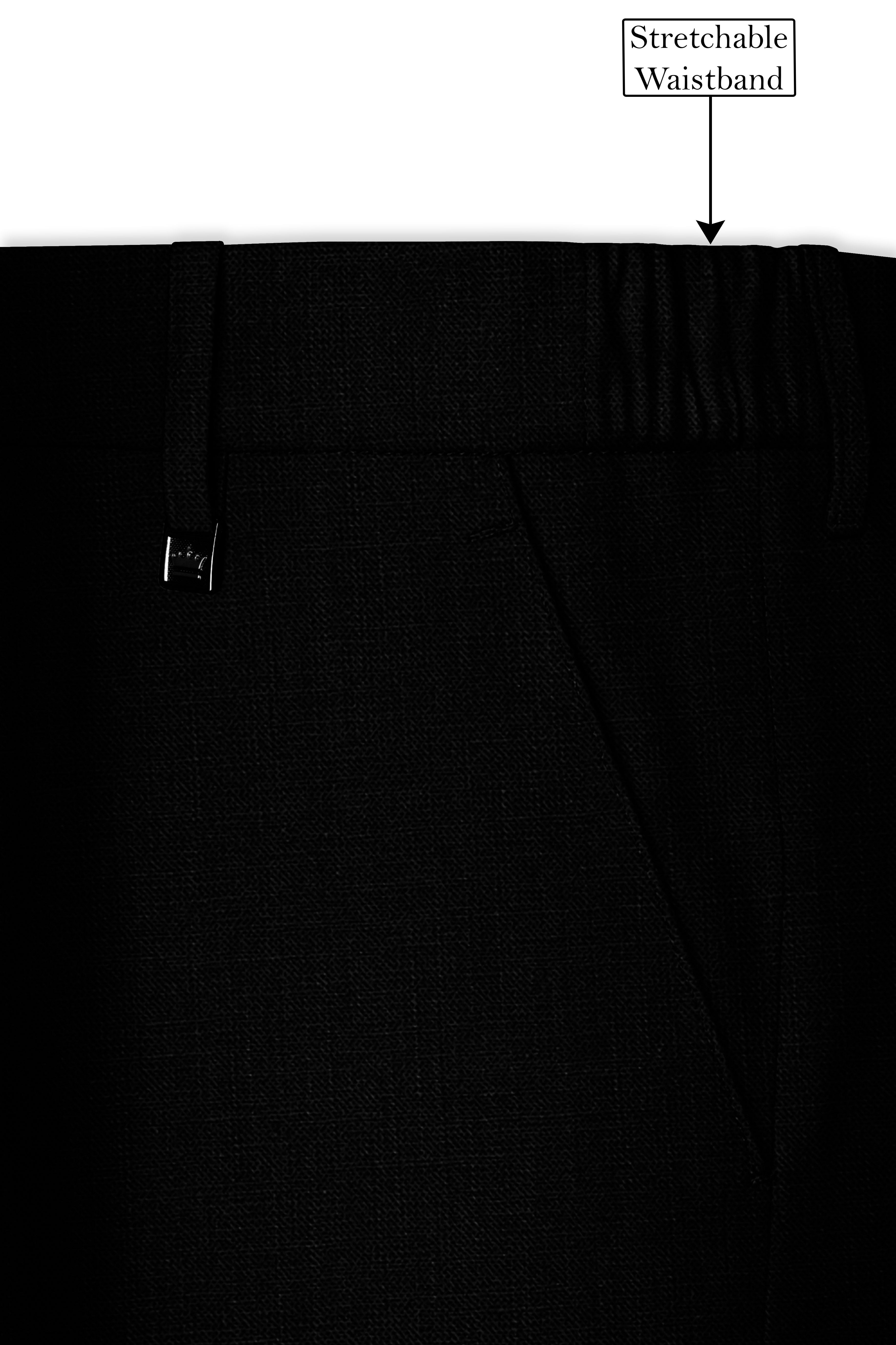 Jade Black Luxurious Linen Single Breasted Stretchable traveler Suit
