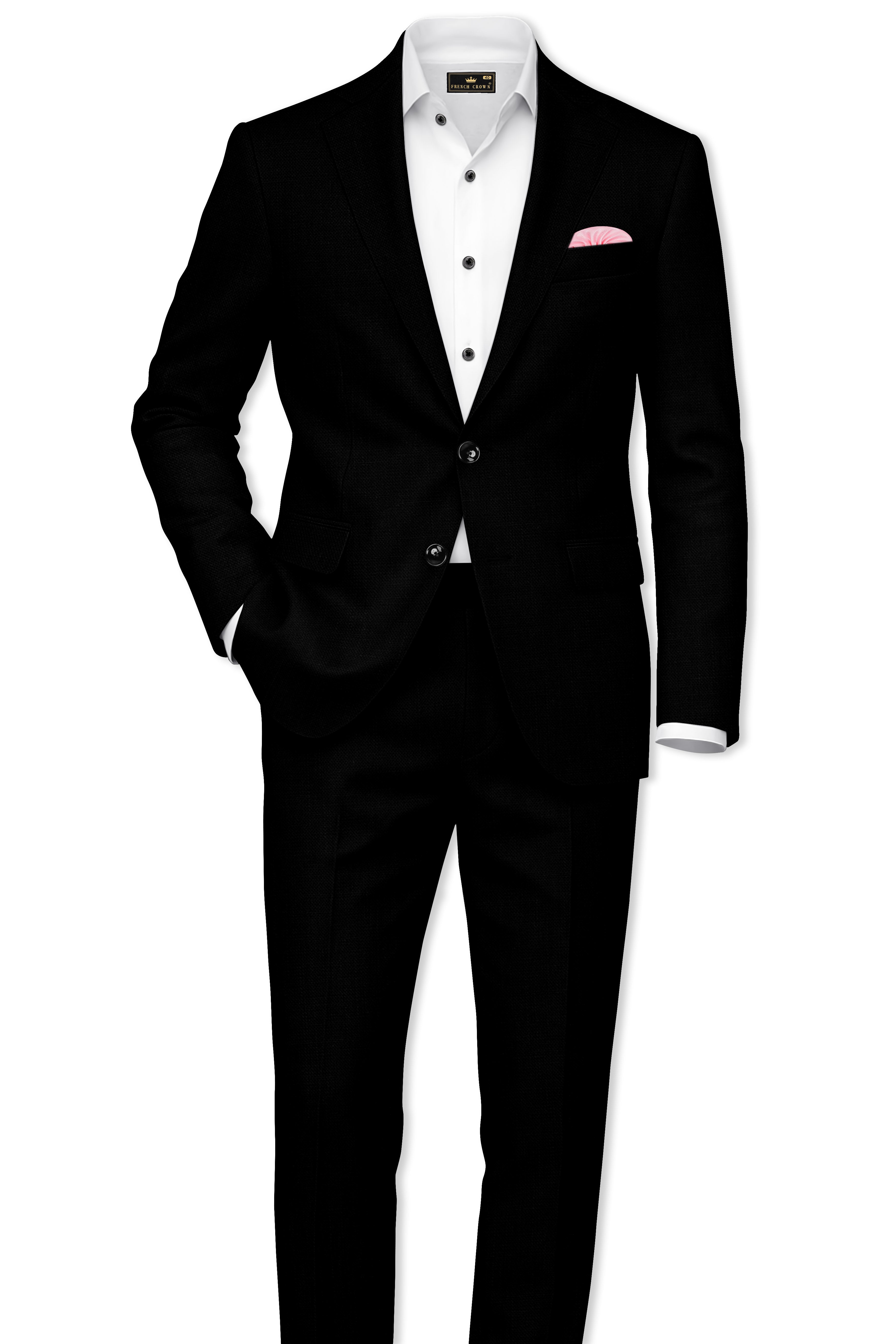 Jade Black Luxurious Linen Single Breasted Stretchable traveler Suit