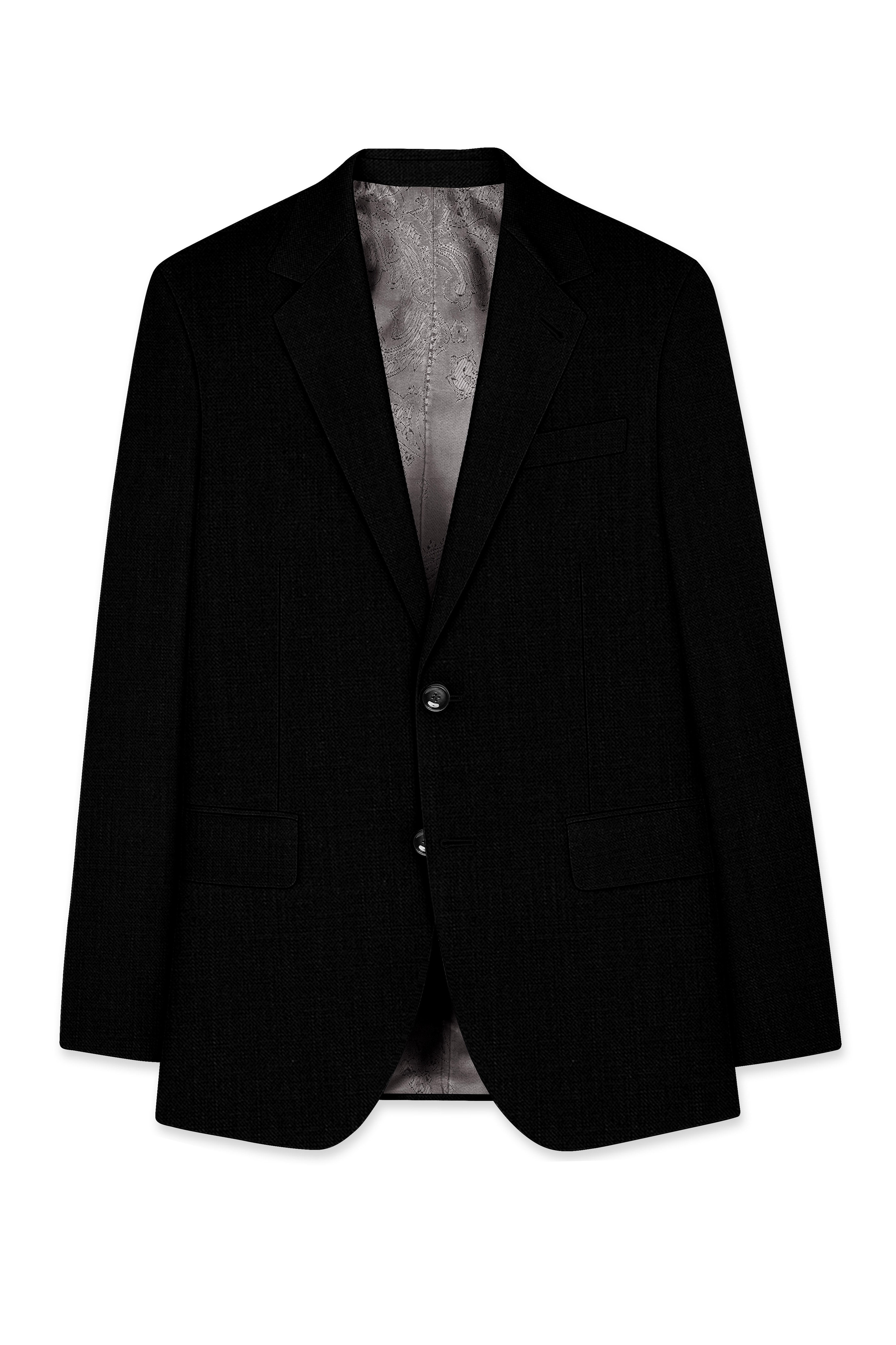 Jade Black Luxurious Linen Single Breasted Stretchable traveler Suit
