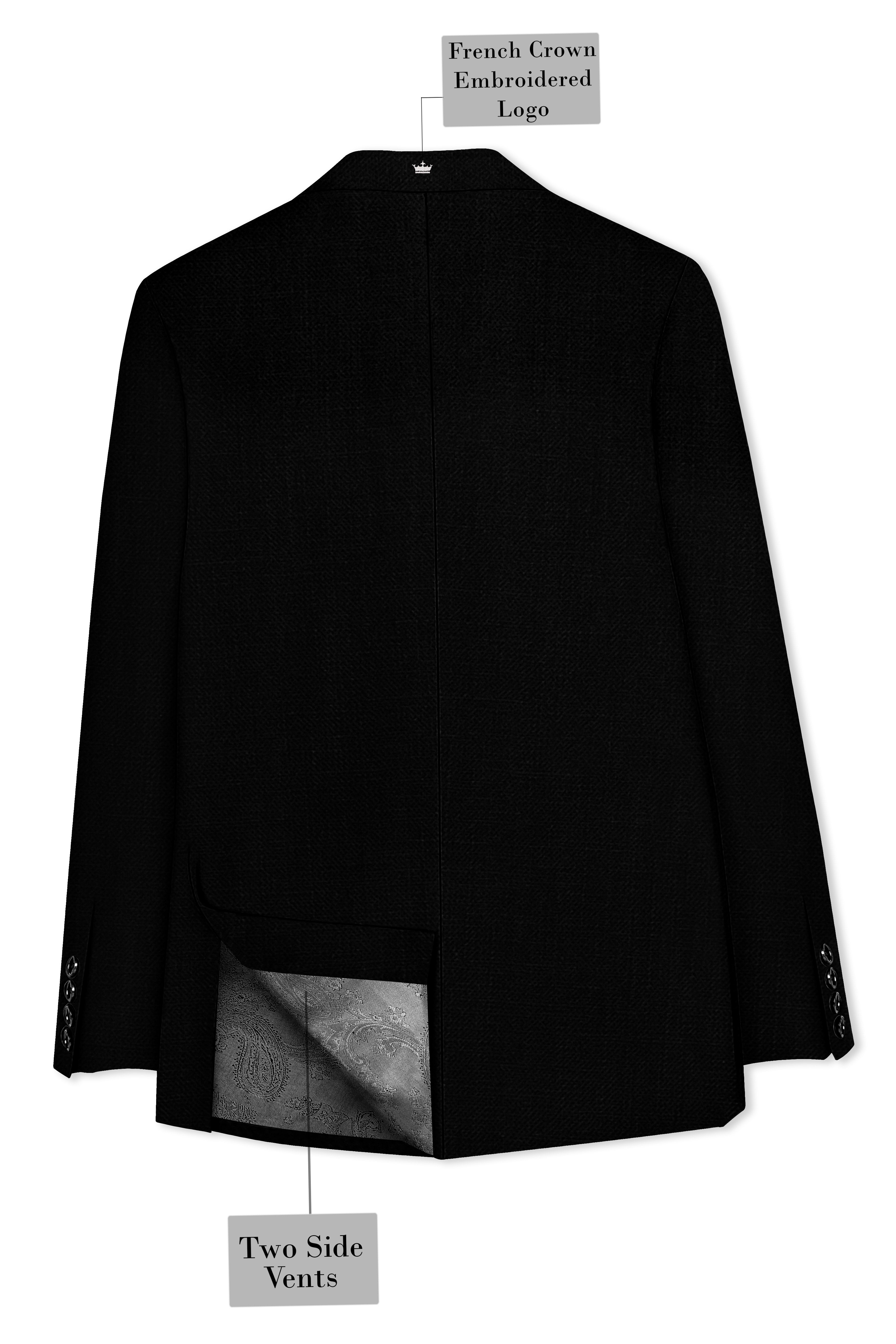 Jade Black Luxurious Linen Single Breasted Stretchable traveler Suit