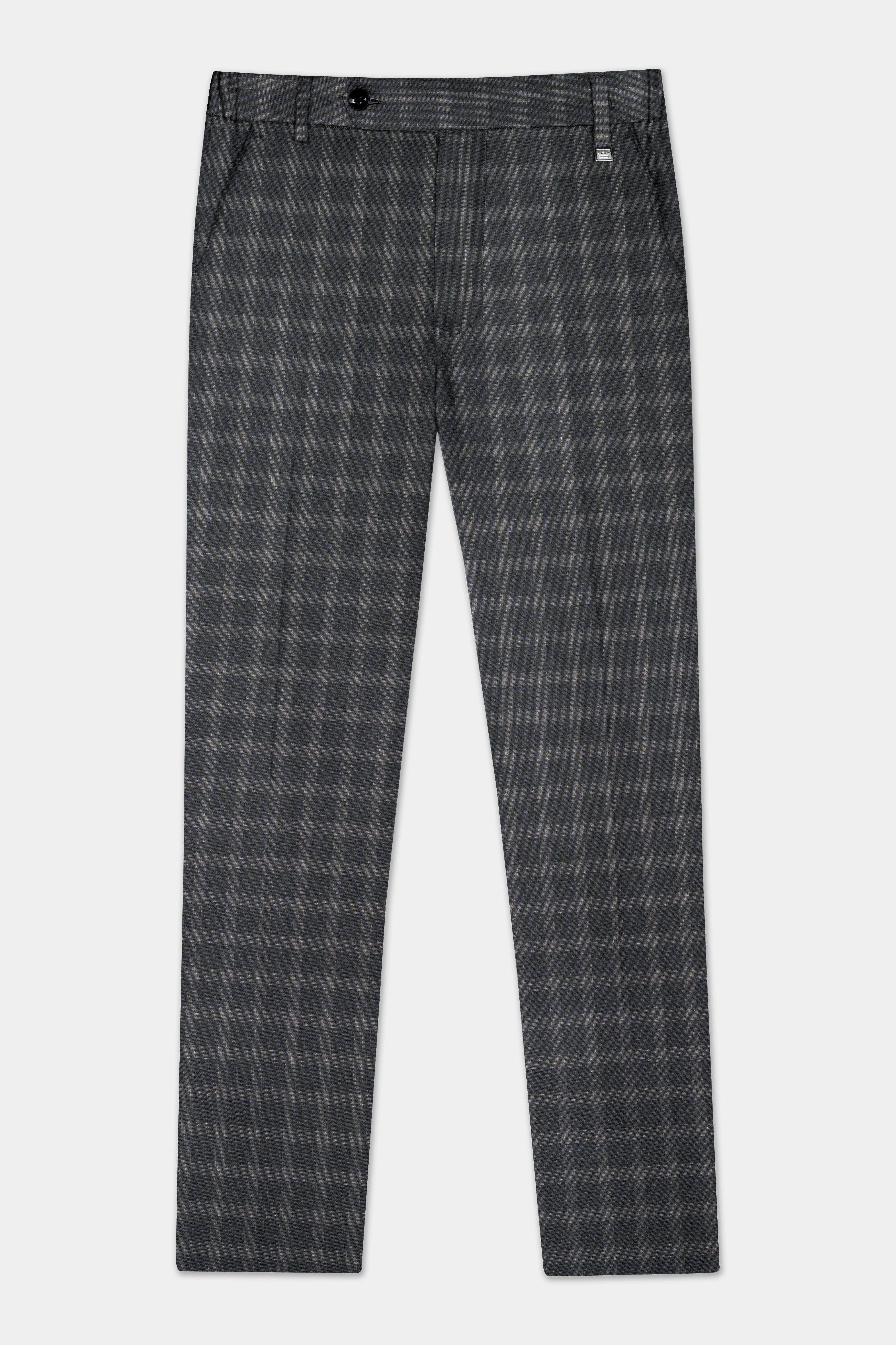 Gravel Gray Checkered Wool Blend Double Breasted Suit