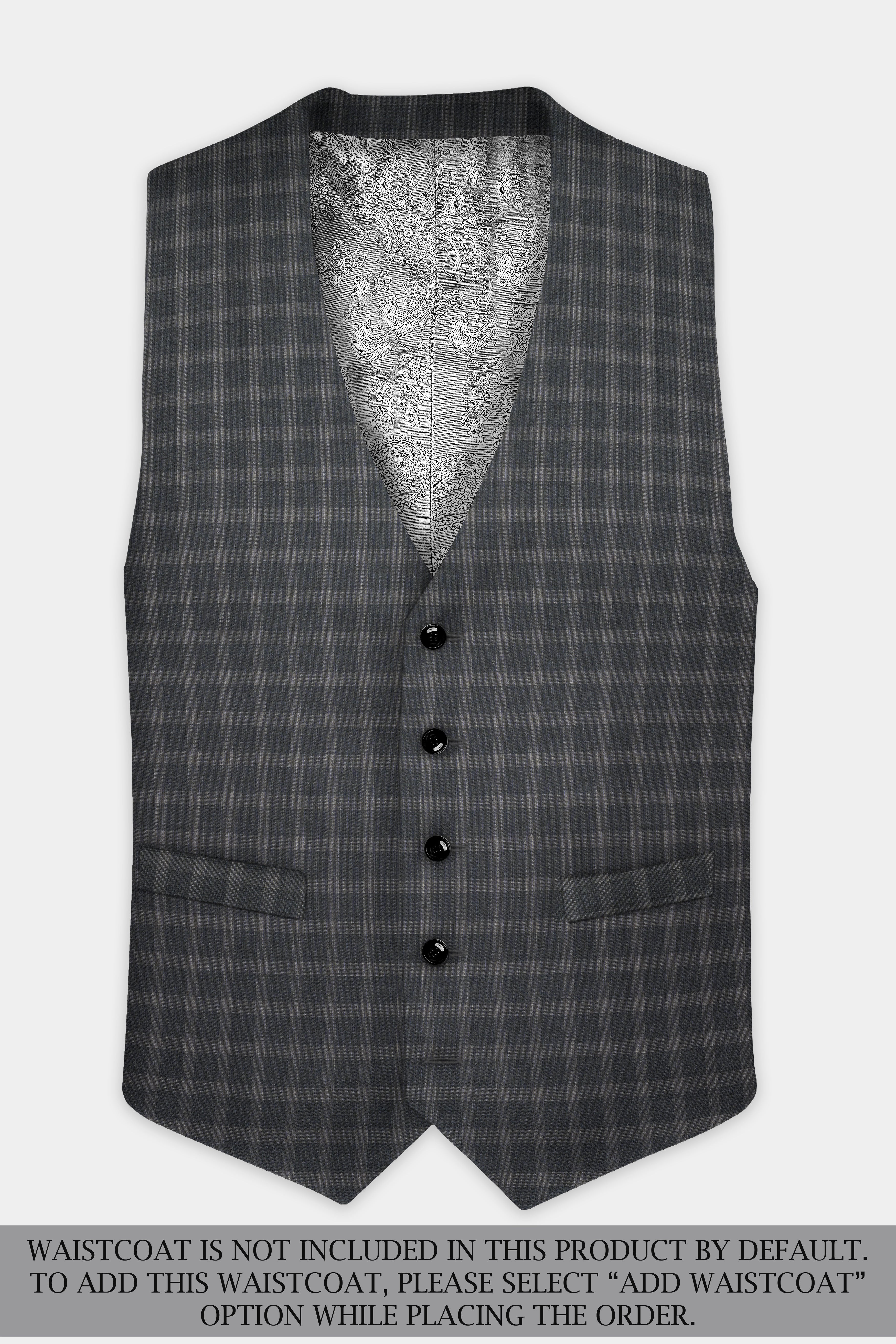 Gravel Gray Checkered Wool Blend Double Breasted Suit