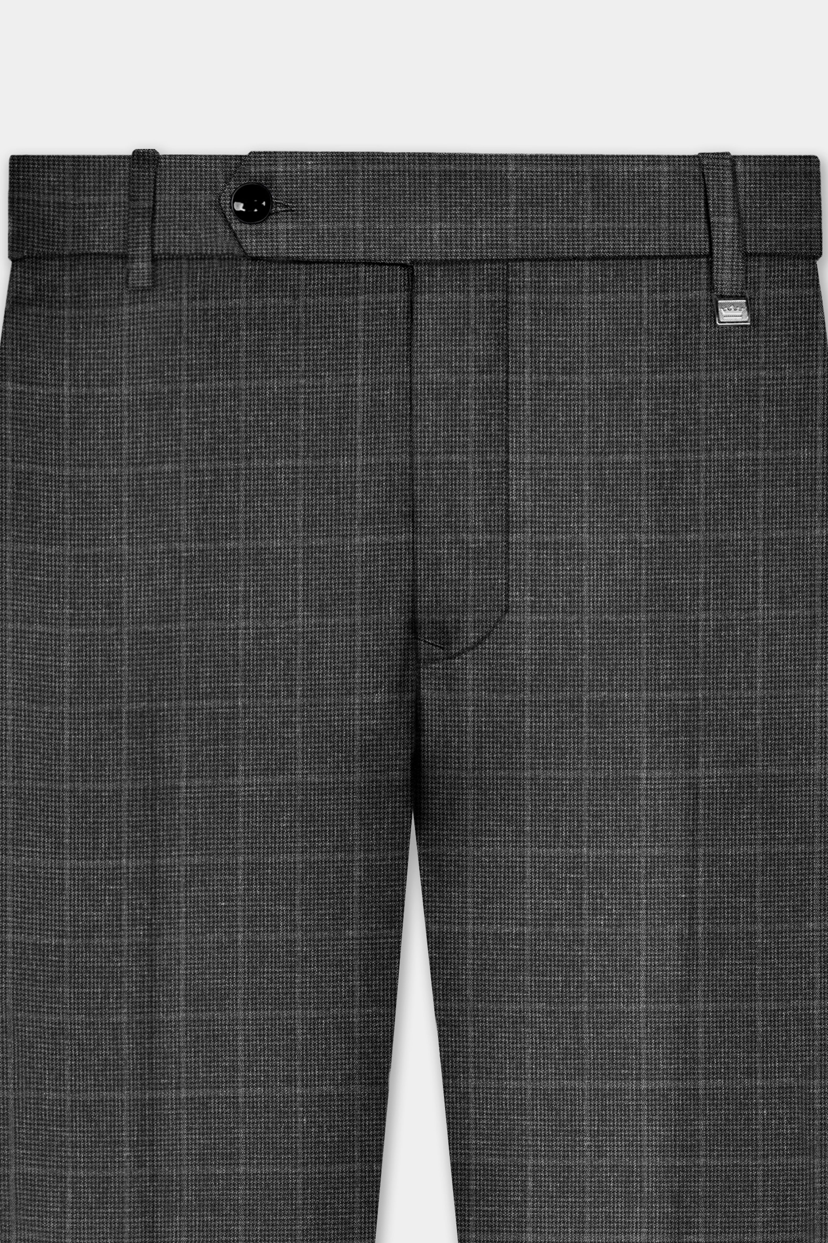 Iridium Gray Plaid Wool Blend Single Breasted Suit
