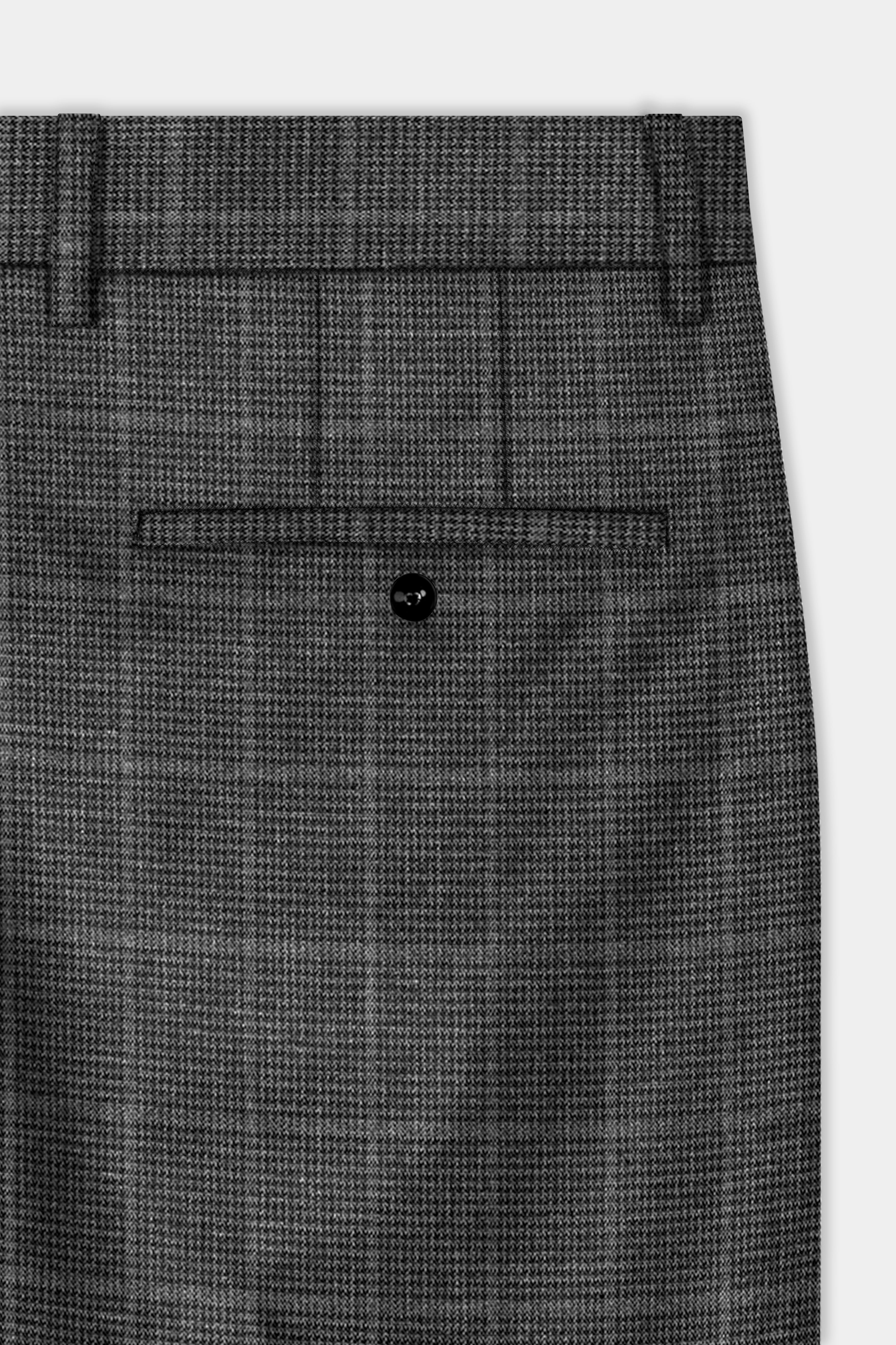 Iridium Gray Plaid Wool Blend Single Breasted Suit