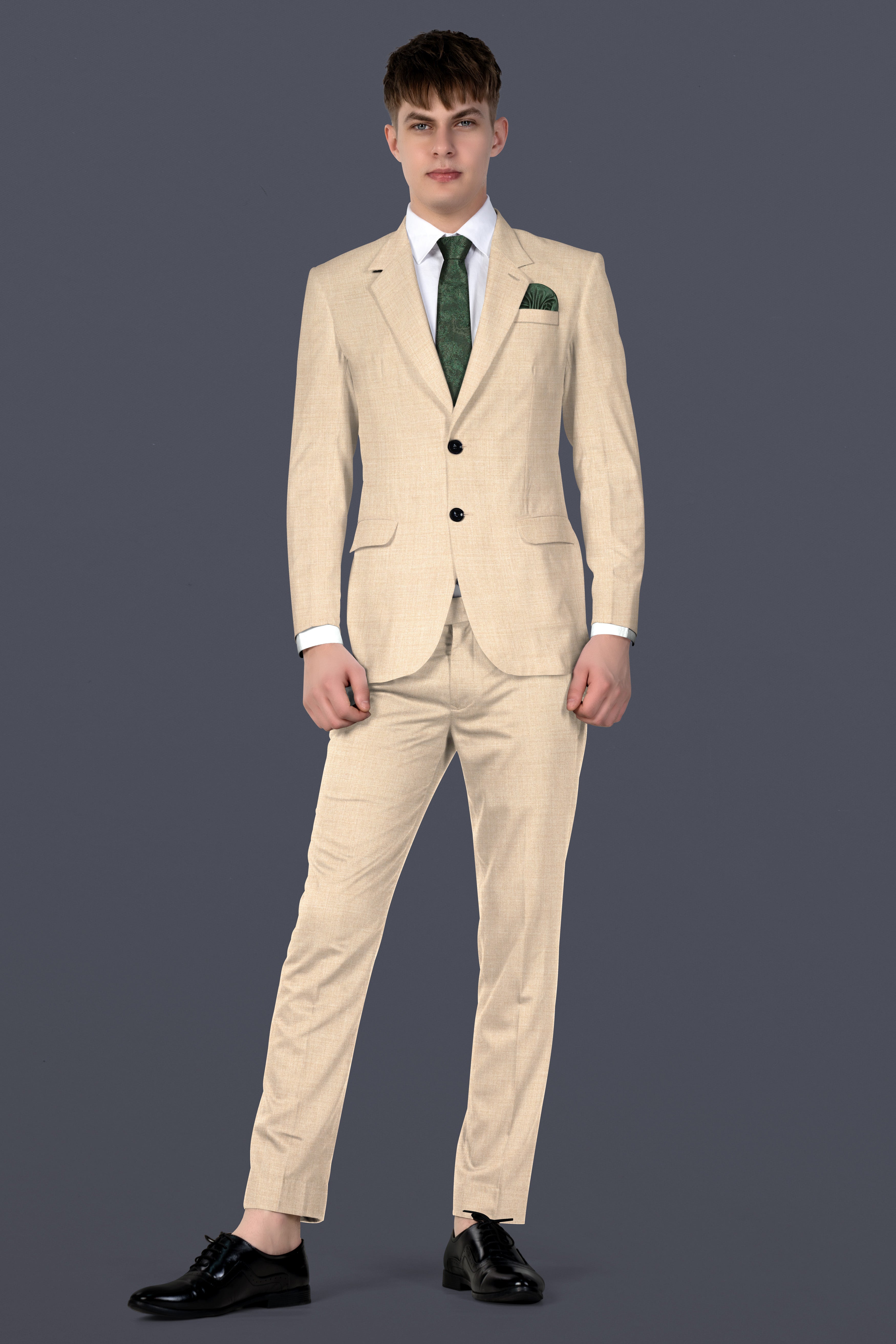 Vanilla Cream Wool Blend Single Breasted Suit