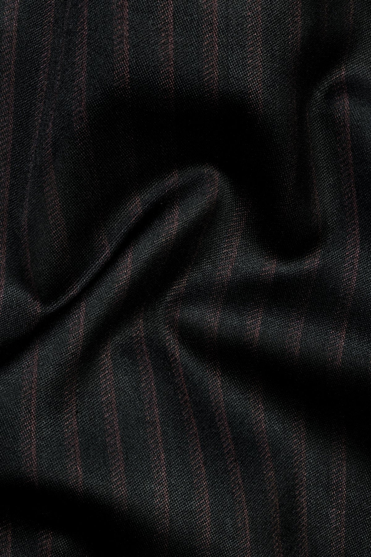 Jade Black With Iridium Maroon Striped Wool Blend Suit