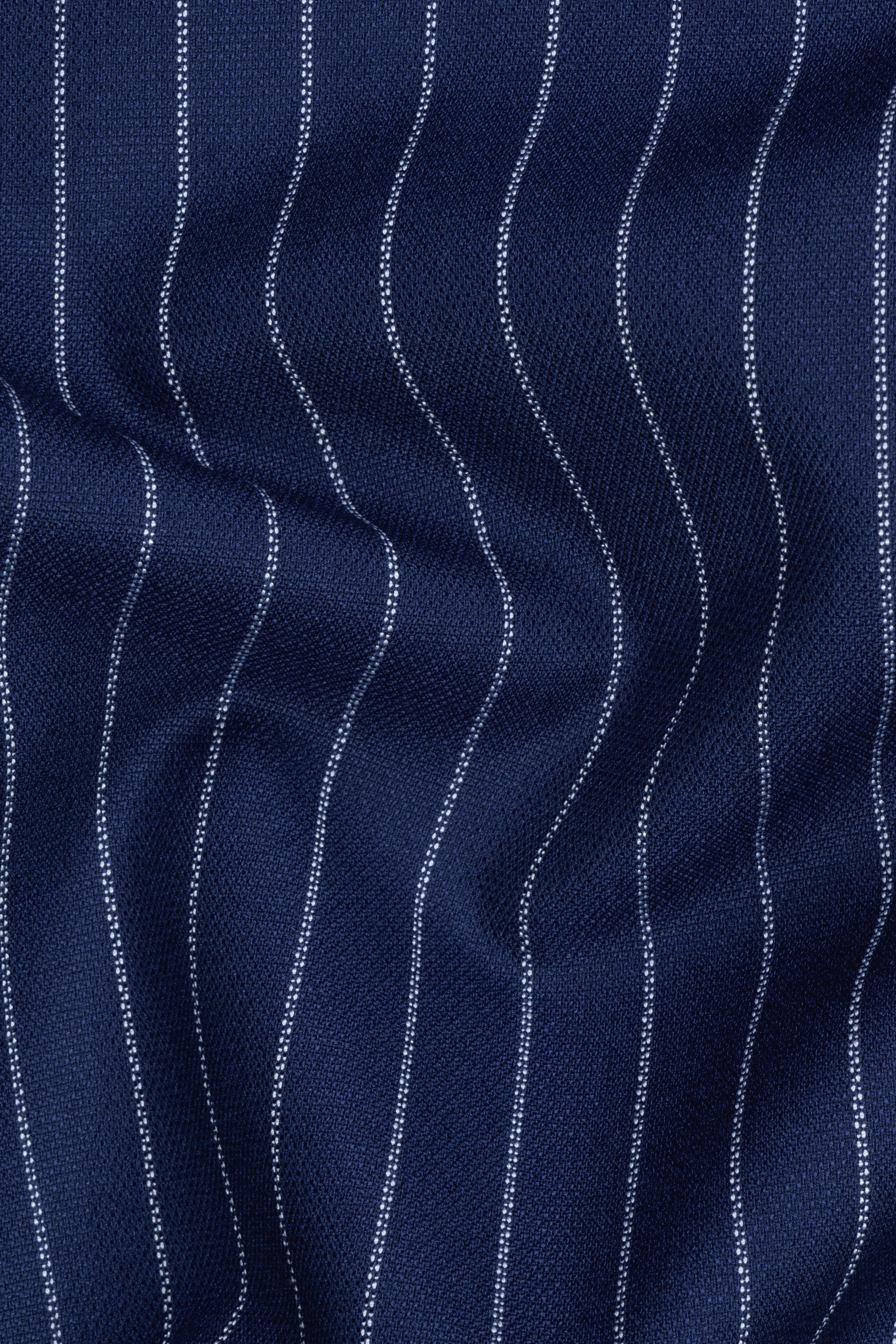 Vulcan Blue Striped Wool Blend Double Breasted Suit