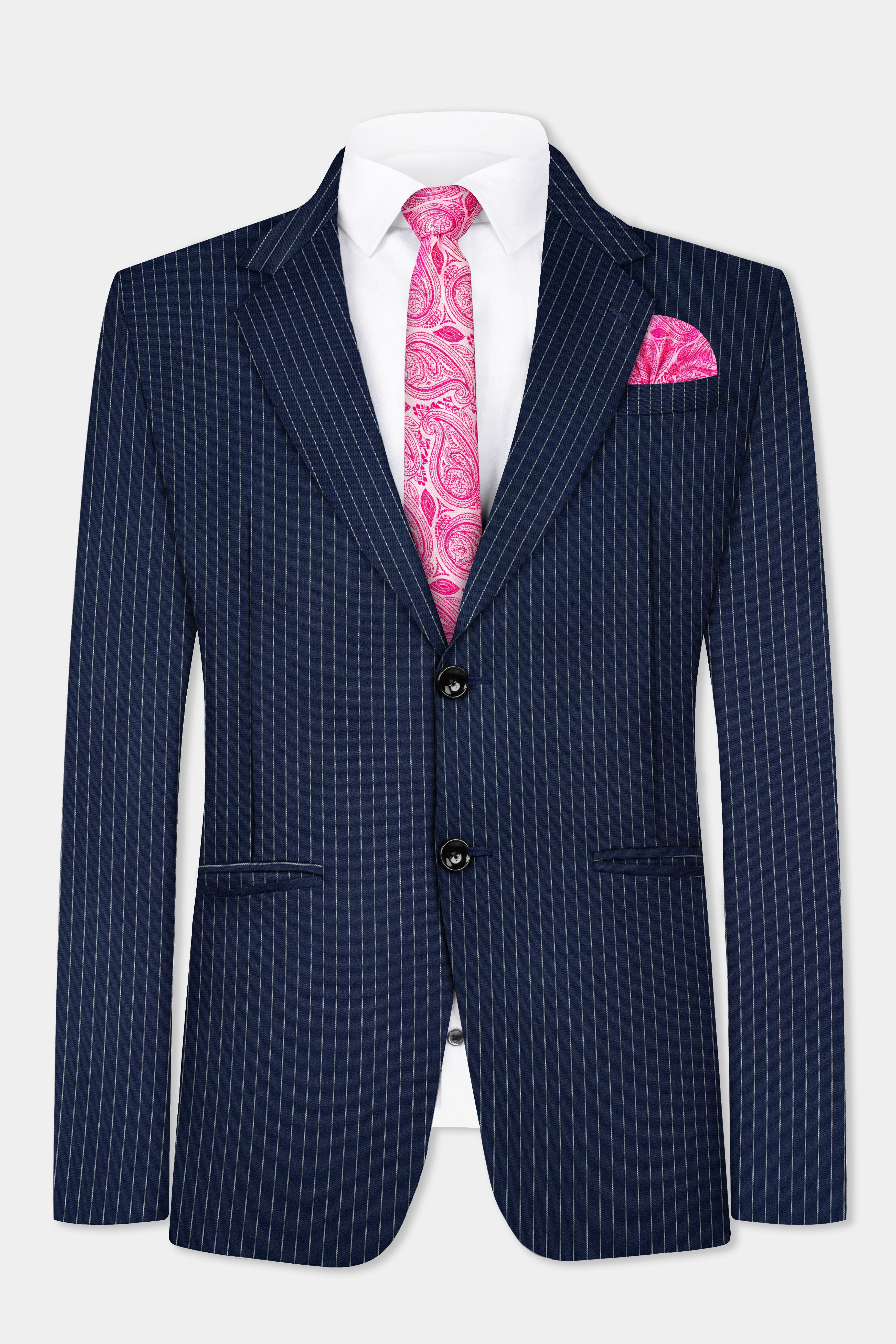 Vulcan Blue Striped Wool Blend Suit